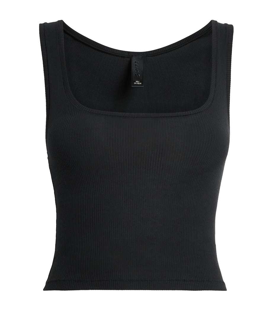Cotton Ribbed Cropped Tank Top SOOT Image 1