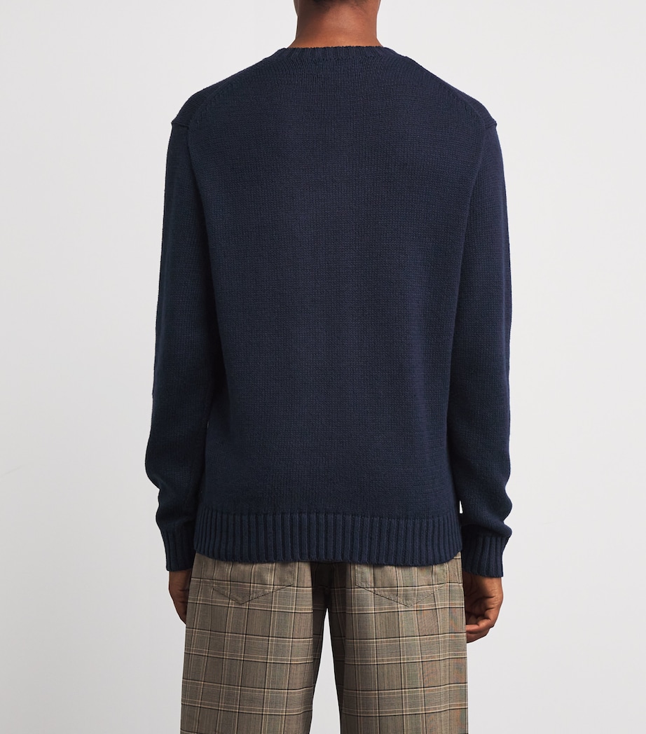 Linen-Cotton Polo Bear Sweater NAVY Image 4