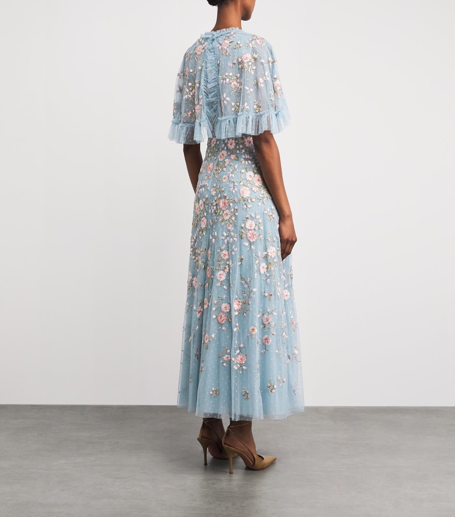 Needle & Thread Womens Tulle Cape Eden Maxi Dress Aqm Aqua/multi Image 4
