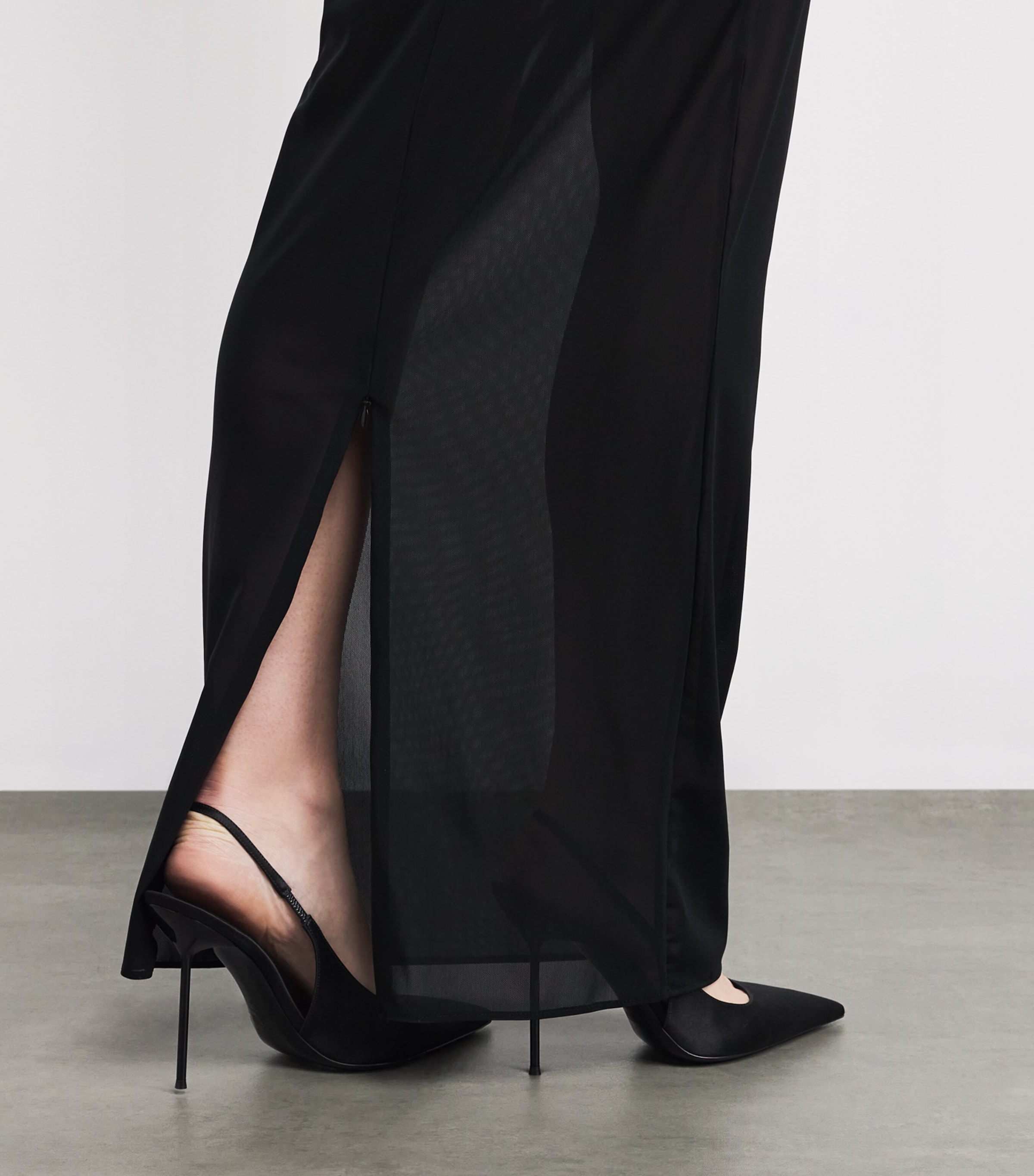 Paris Texas Satin Lidia Slingback Pumps 105 Black Image 2