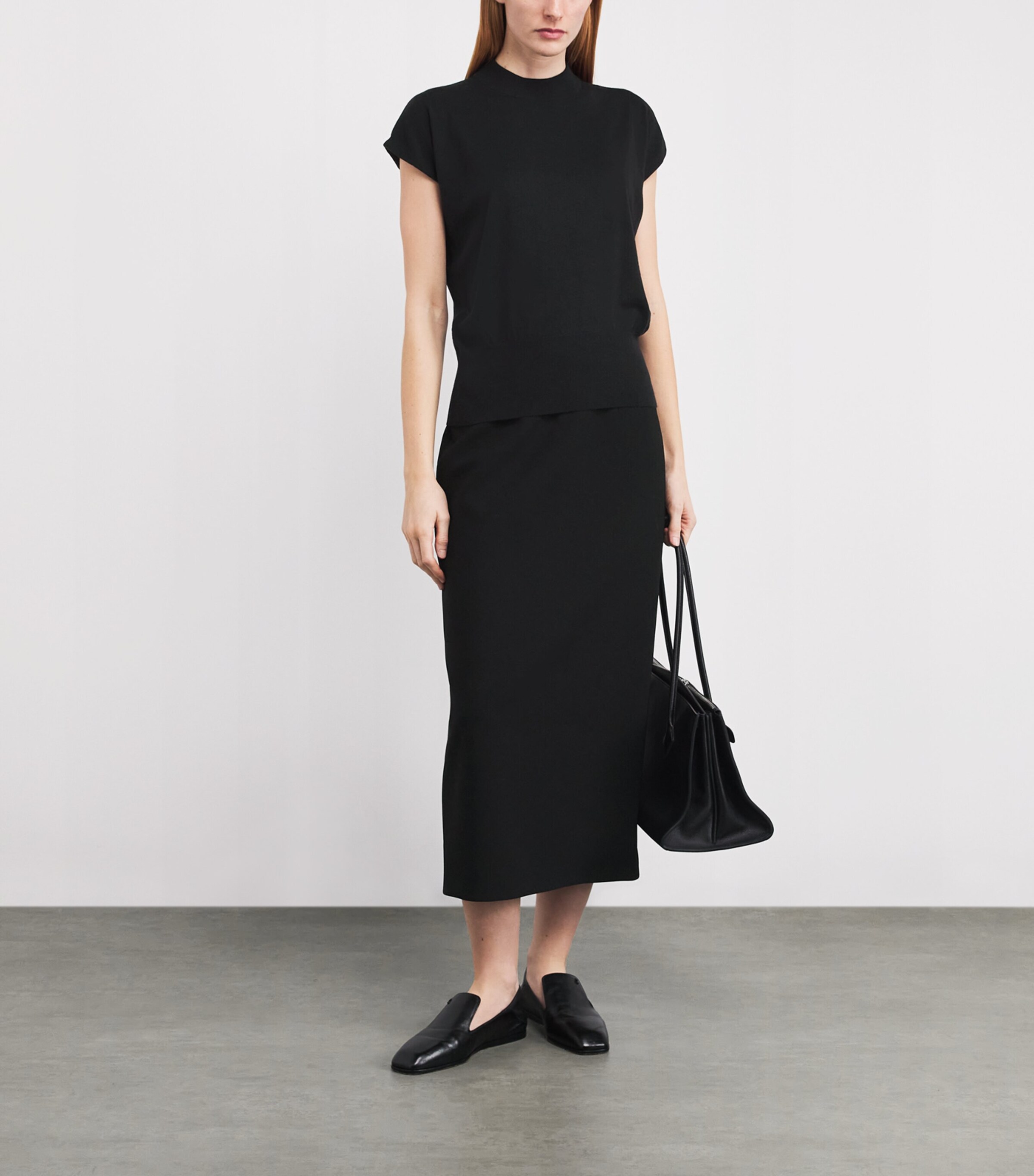 Agnona Womens Cashmere Short-Sleeve Sweater Black Image 2