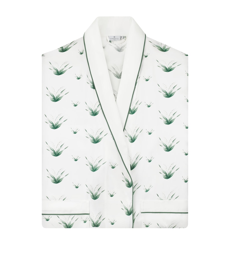 x Memo Press Silk Lily Of The Valley Robe (Medium) GREEN/WHITE Image 2