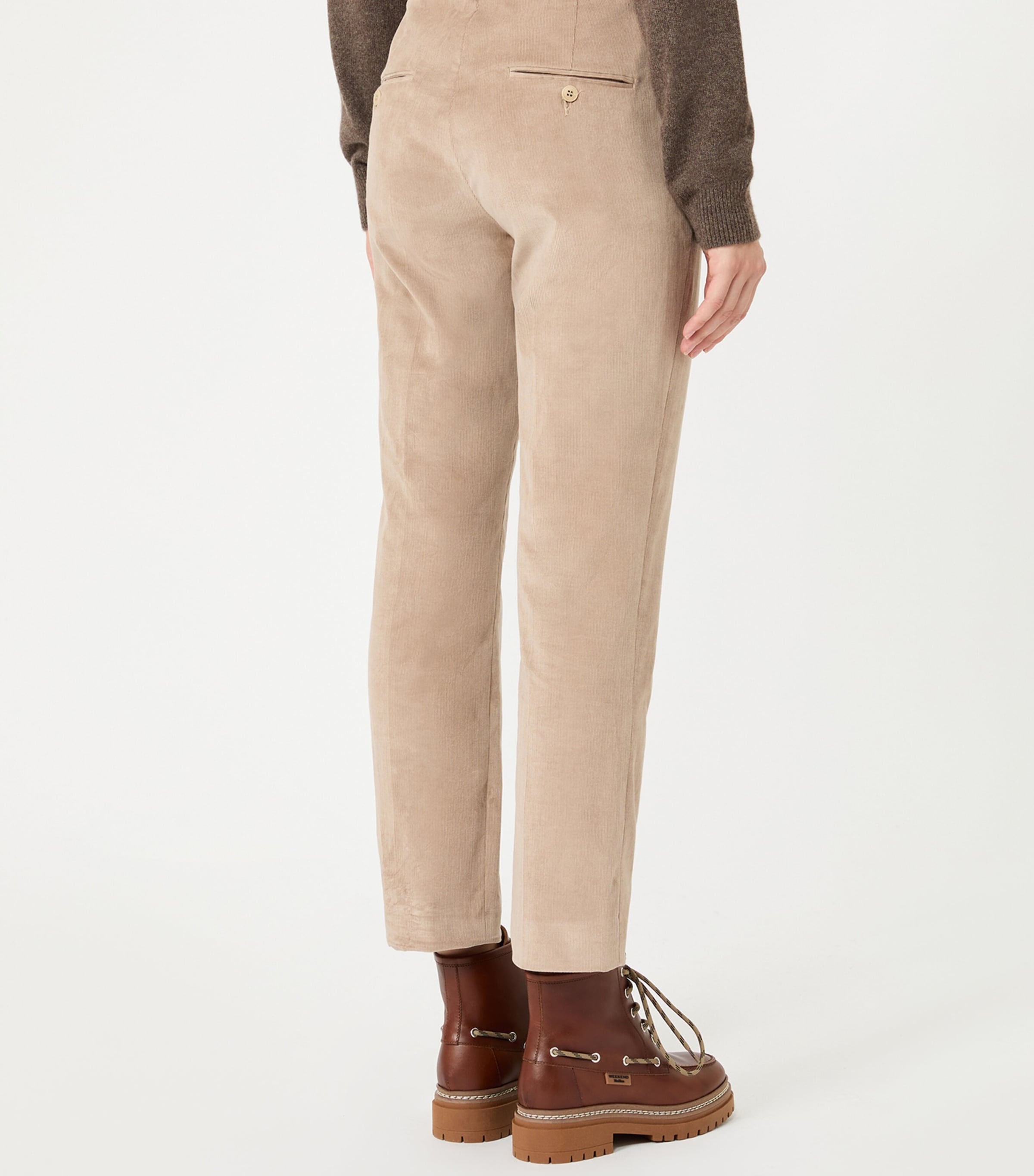 Weekend Max Mara Womens Corduroy Slim Trousers Sand Image 4