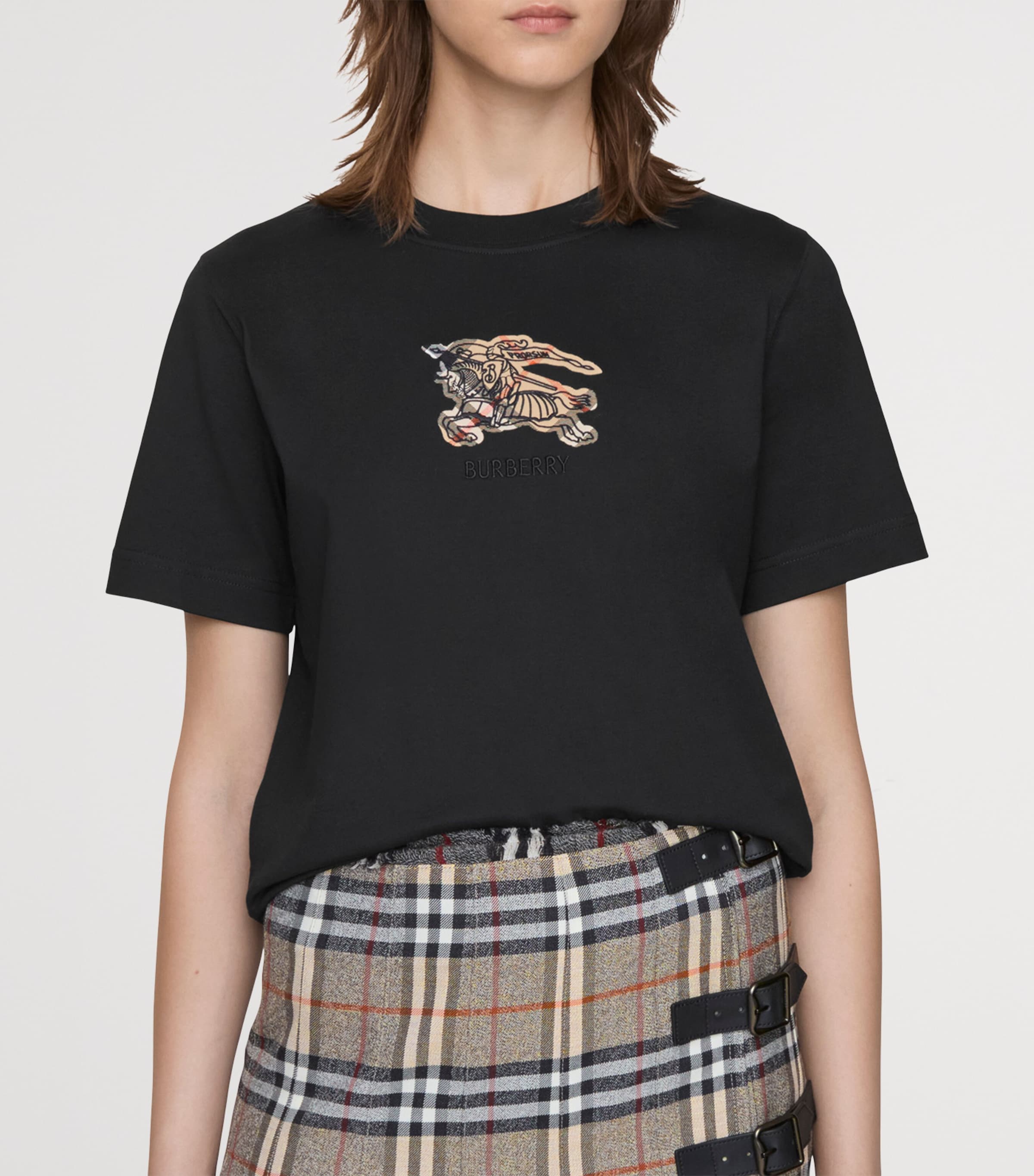 Cotton Check EKD T-Shirt BLACK Image 3