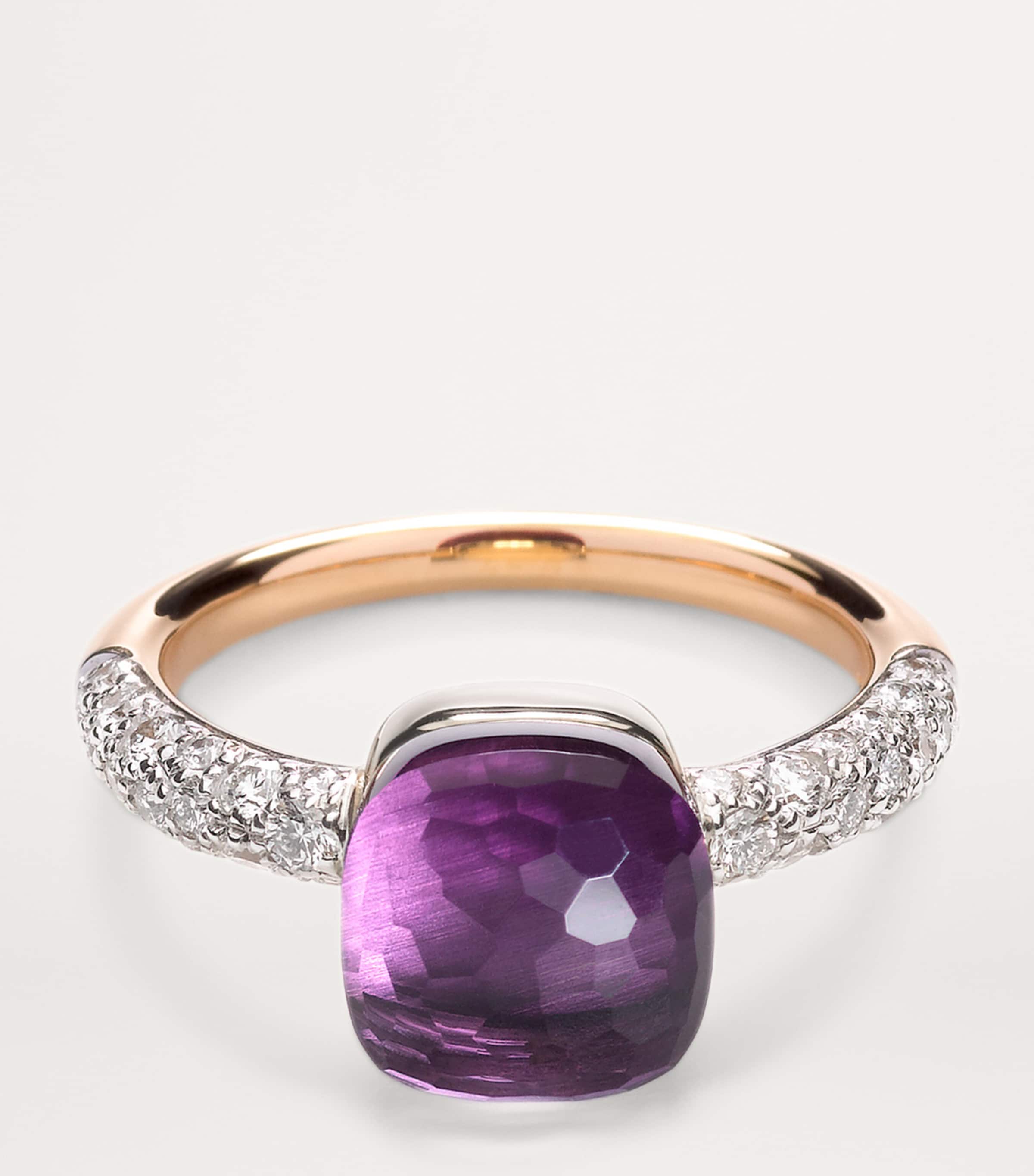 Rose Gold, Diamond and Amethyst Nudo Petit Ring DB0OI Image 2