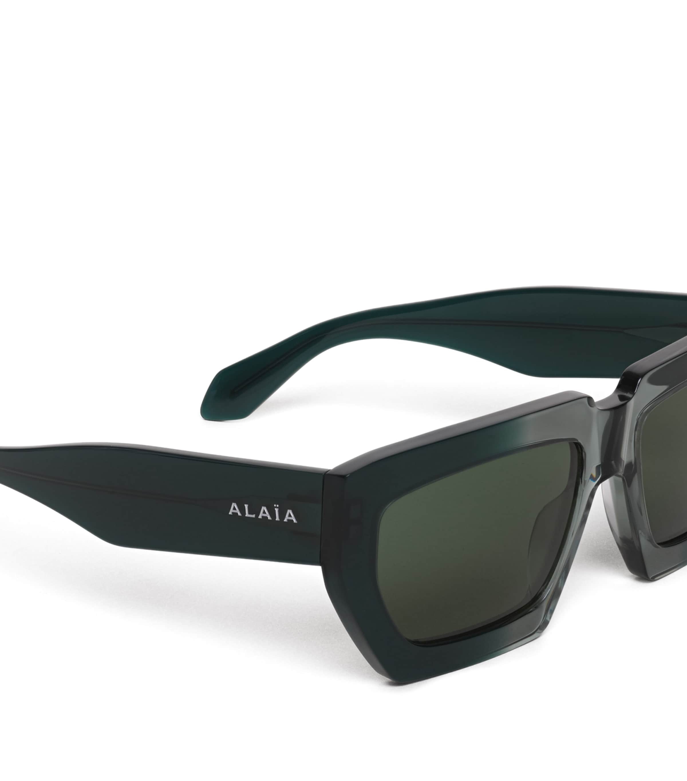 Alaïa Acetate Melted Rectangular Sunglasses Green Image 3