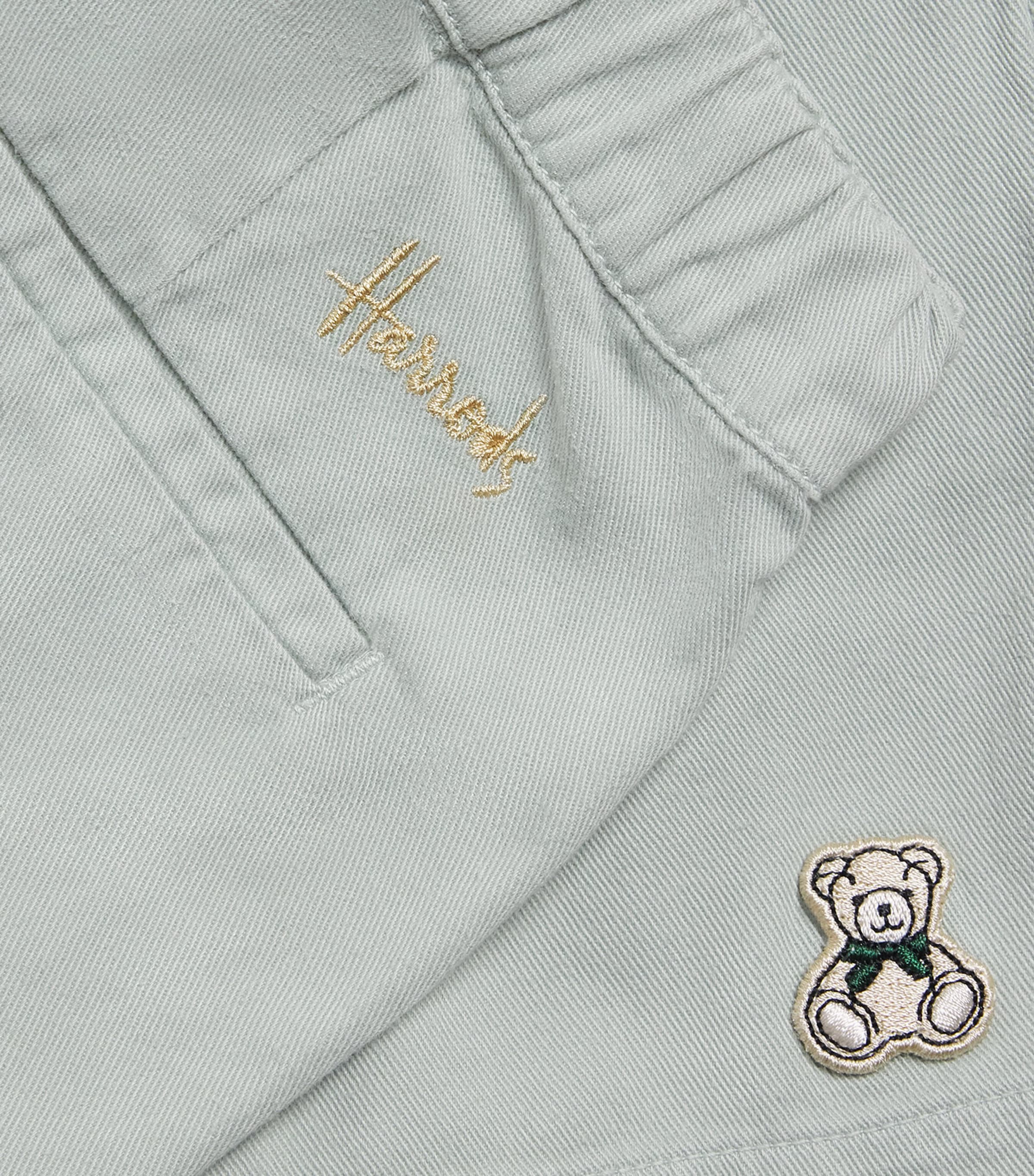Harrods Cotton Logo Chino Shorts (4-16 Years) Green Image 3