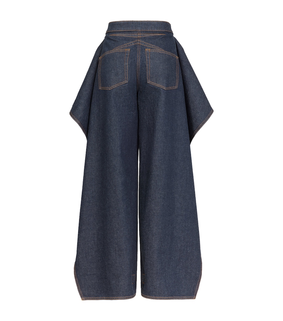 Alaïa Womens Flap Open-Leg Jeans Bleu Brut Image 4