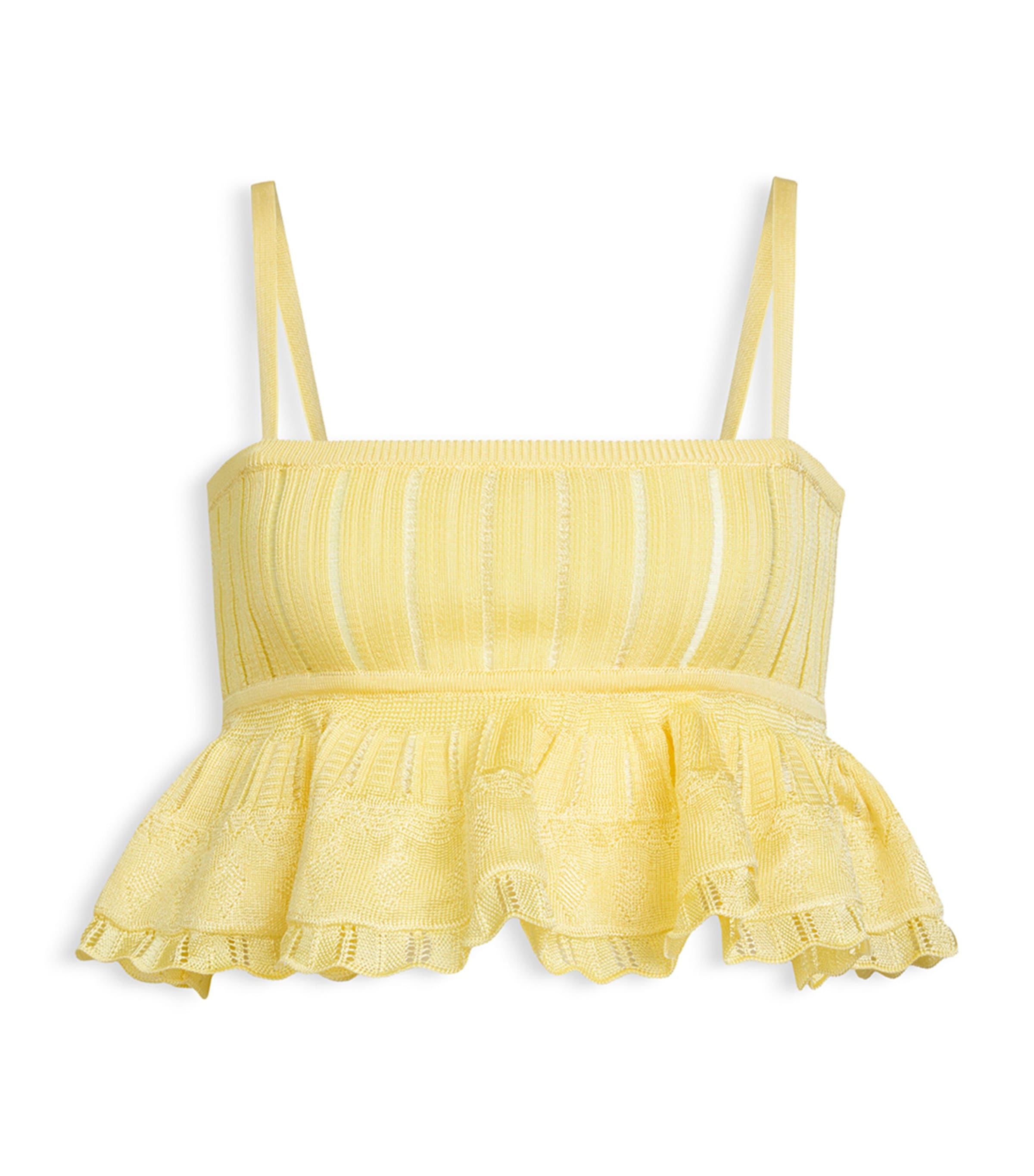 Alaïa Womens Knitted Crinoline Crop Top Pale Yellow Image 1