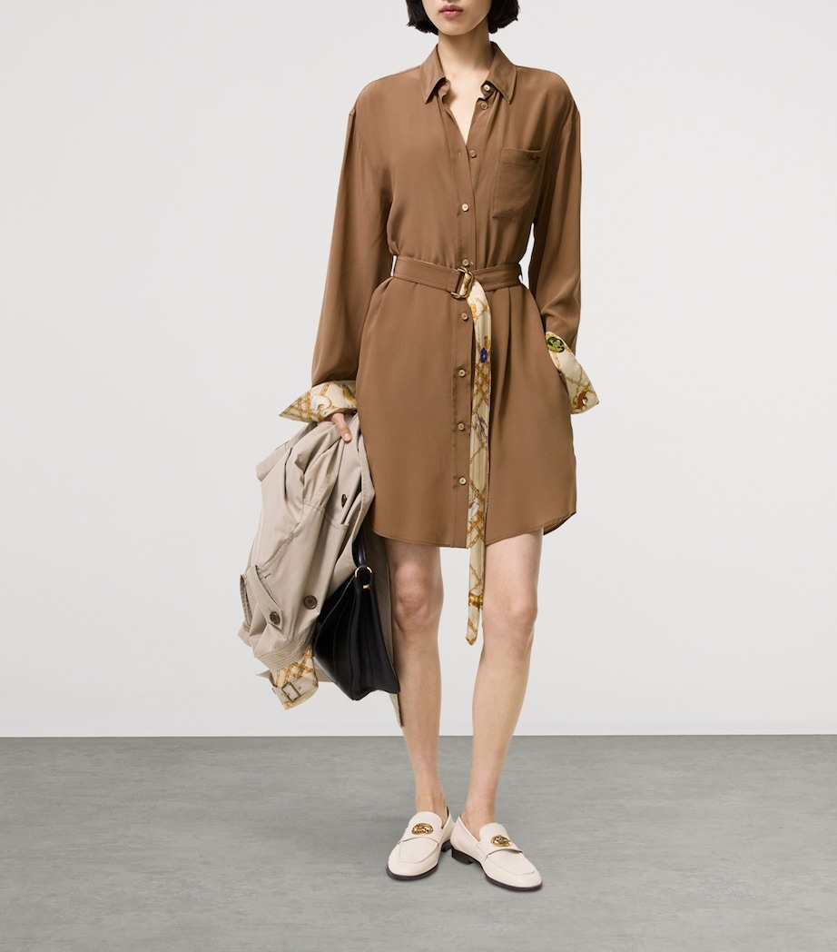 Burberry Womens Silk Crepe de Chine Mini Shirt Dress Puddle Image 2