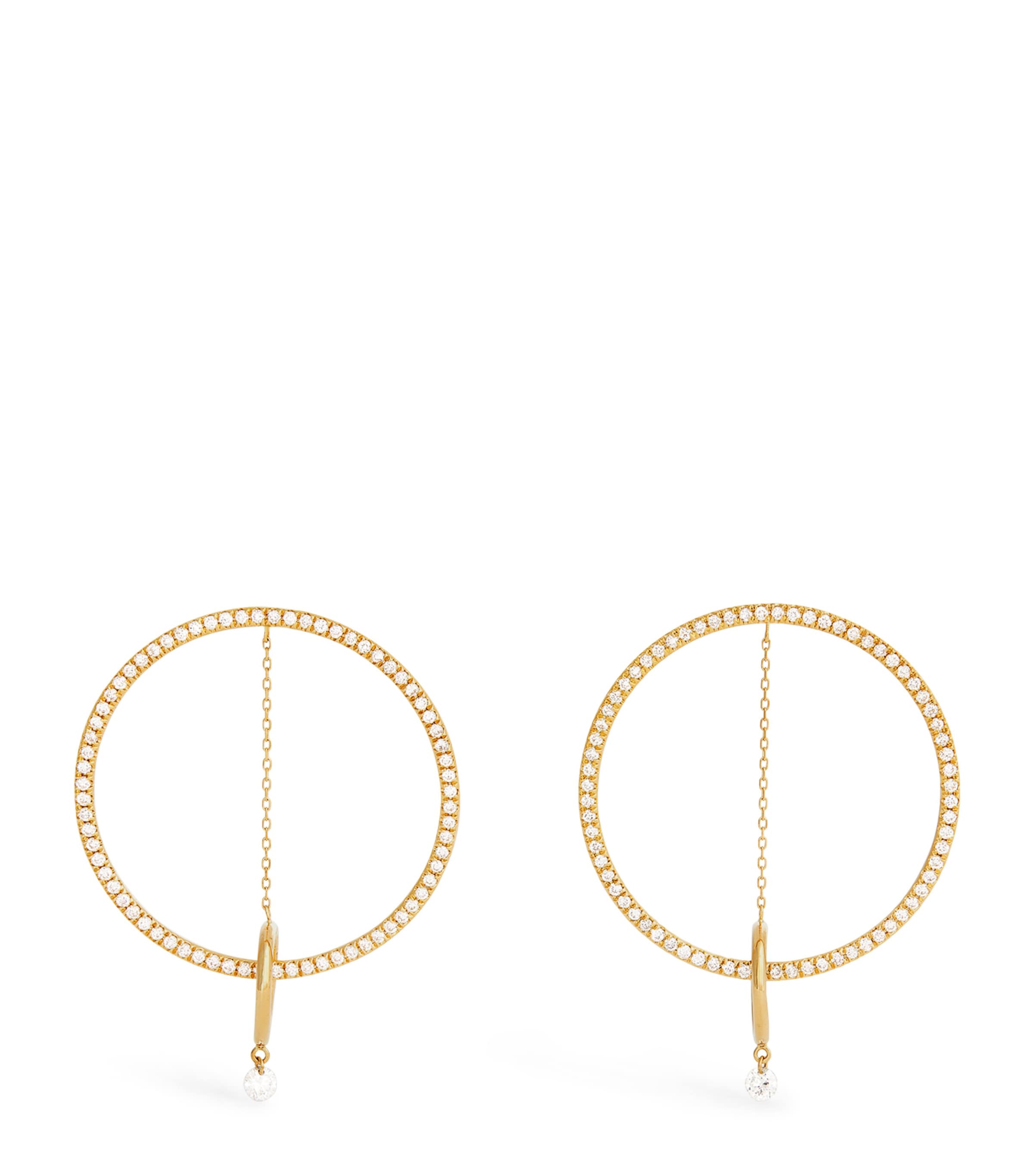 Persée Yellow Gold And Diamond Helios Loop Earrings In Gold