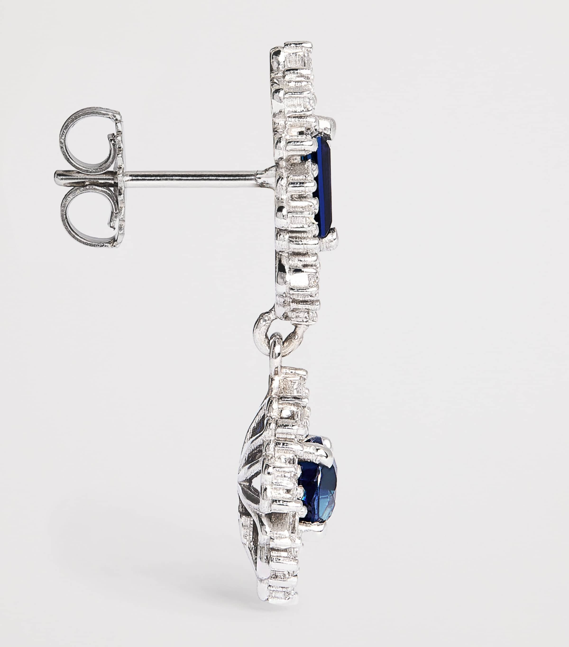 Suzanne Kalan White Gold, Diamond and Blue Sapphire One of a Kind Drop Earrings Wg/db Image 4