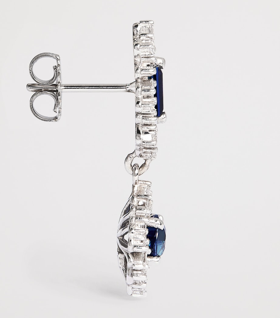 Suzanne Kalan White Gold, Diamond and Blue Sapphire One of a Kind Drop Earrings Wg/db Image 4