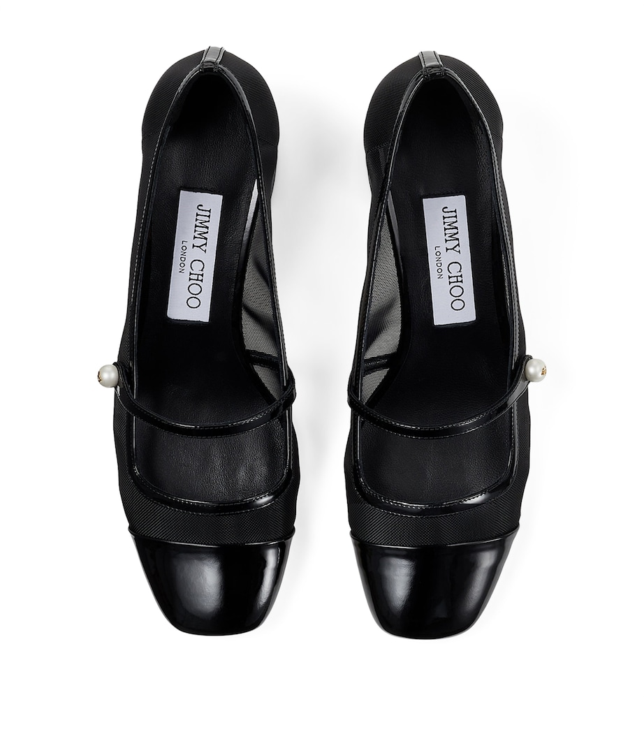 Elisa 45 Leather Mary Jane Heeled Pumps BLACK/BLACK Image 3