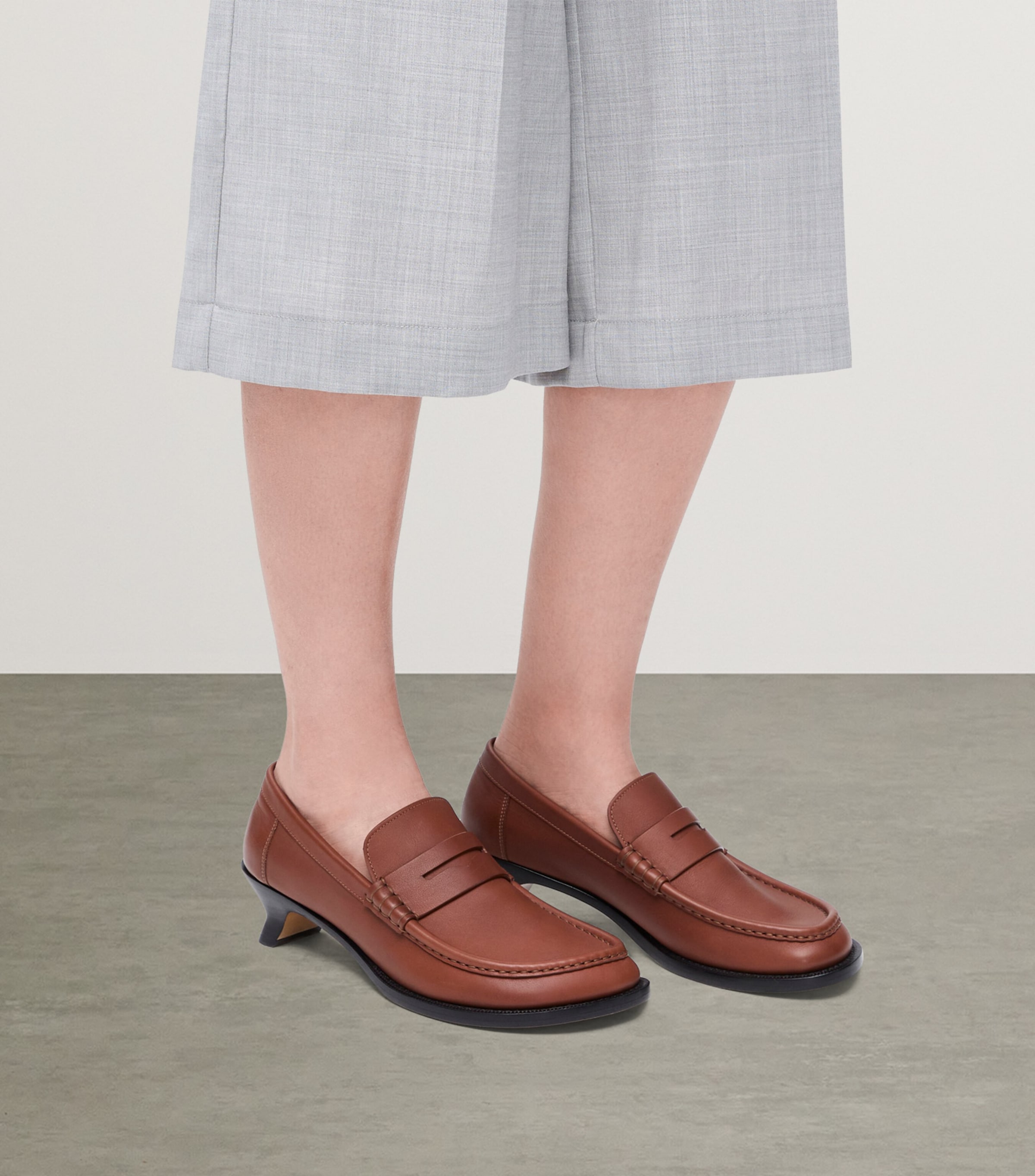 Leather Campo Heeled Loafers 40 RUST Image 2