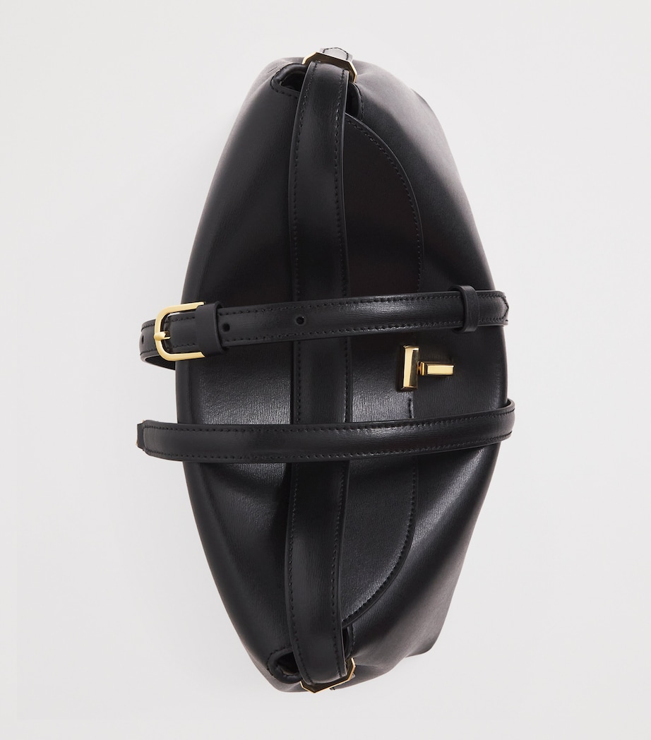 Toteme Leather T-Lock Top-Handle Bag Black Image 6