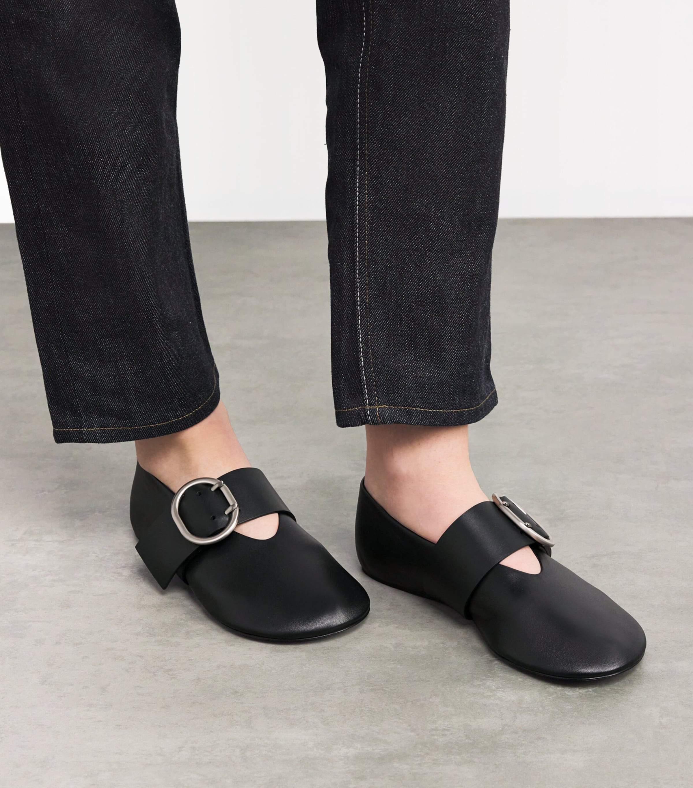 Jil Sander Leather Buckled Ballet Flats | Harrods US