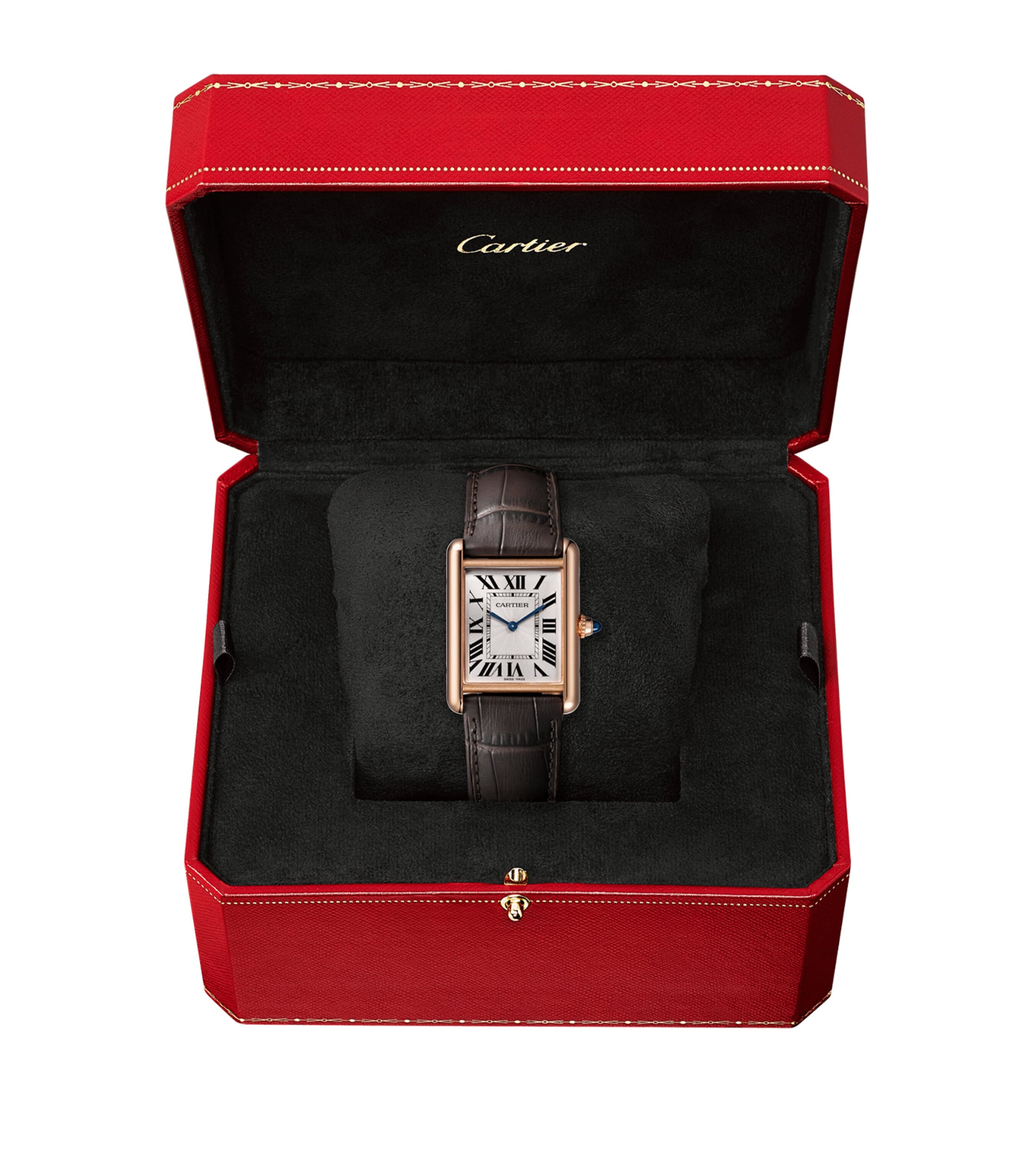 Cartier Large Pink Gold Tank Louis Cartier Watch 25mm Grey Image 3