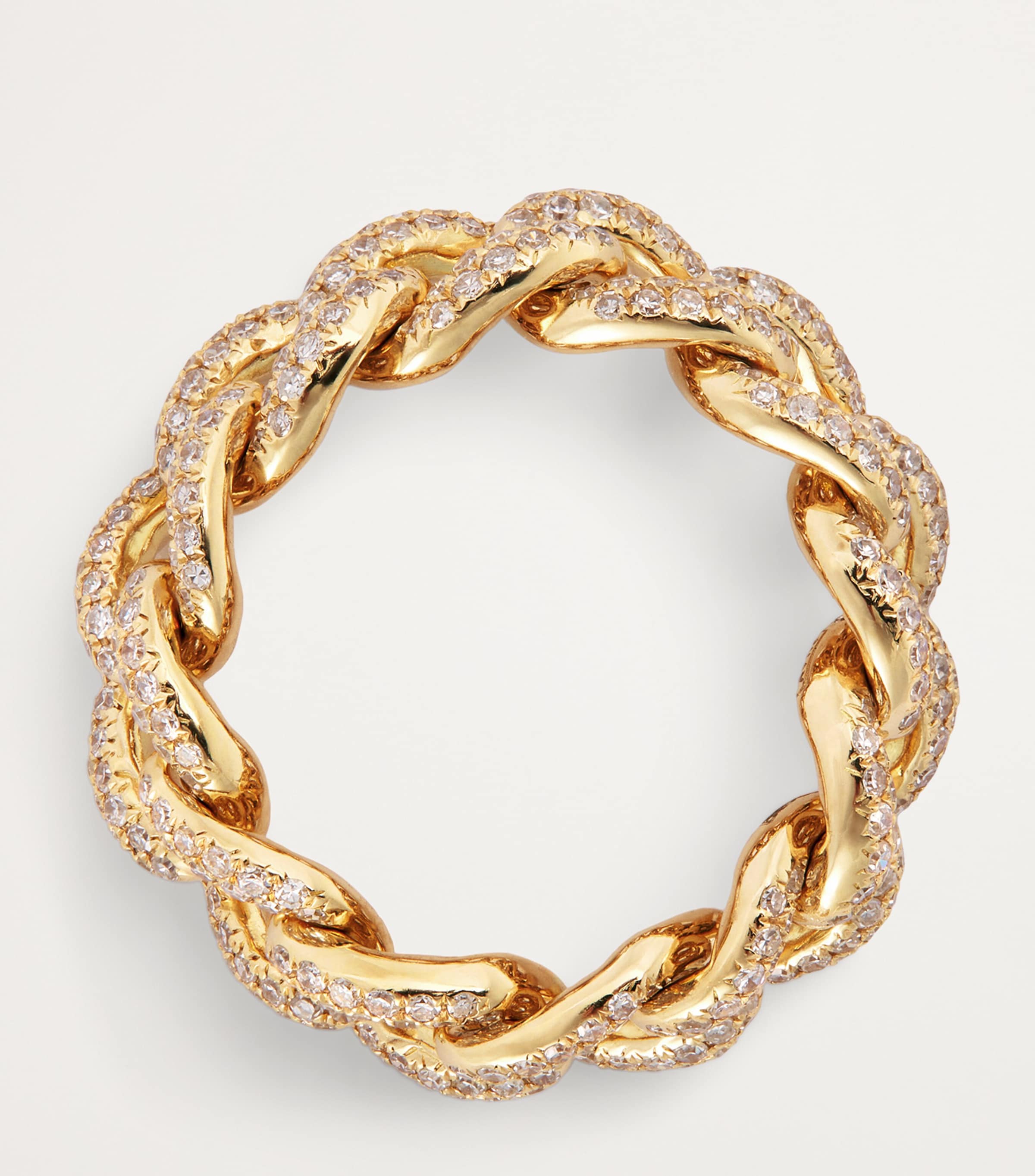 Yellow Gold and Diamond Pavé Link Ring YELLOW GOLD Image 3