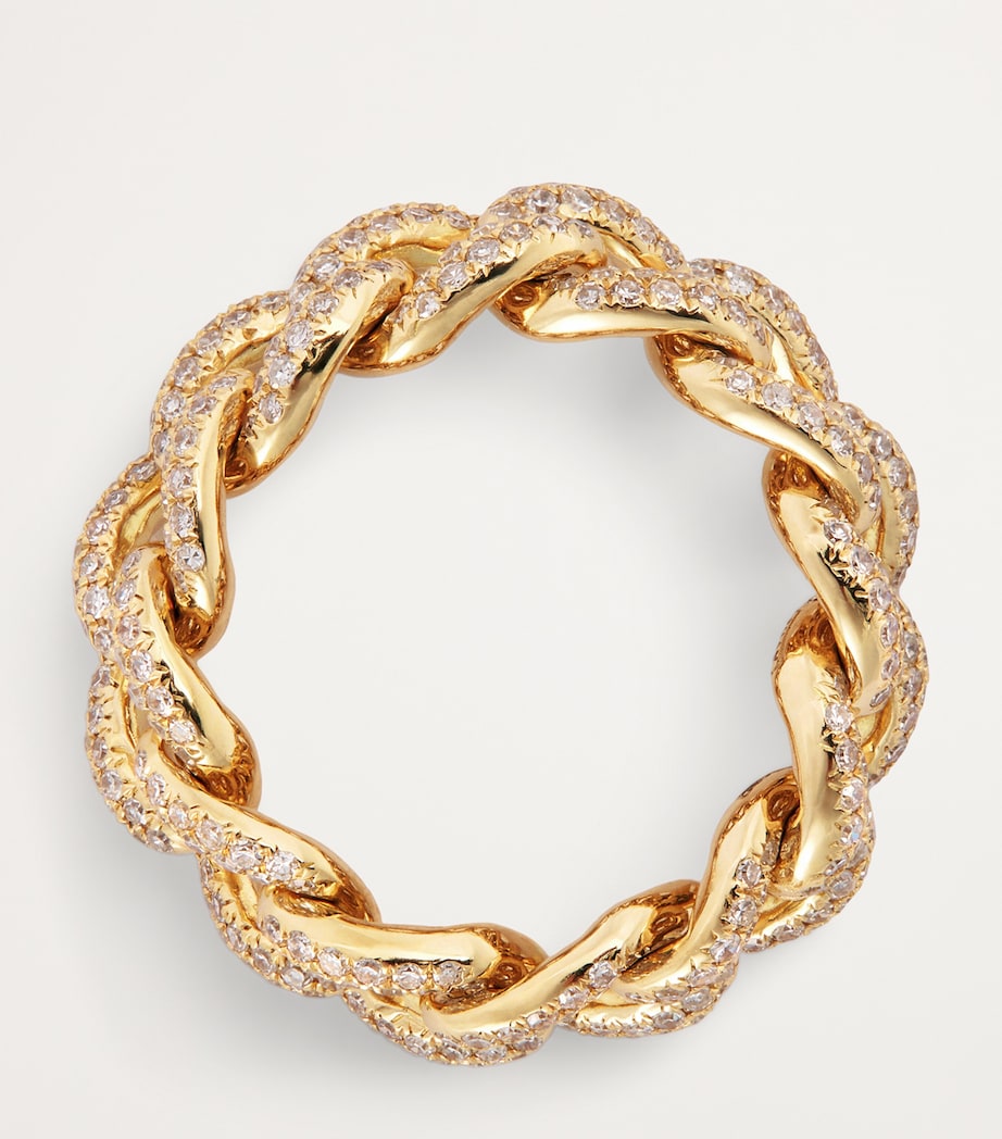 Yellow Gold and Diamond Pavé Link Ring YELLOW GOLD Image 3