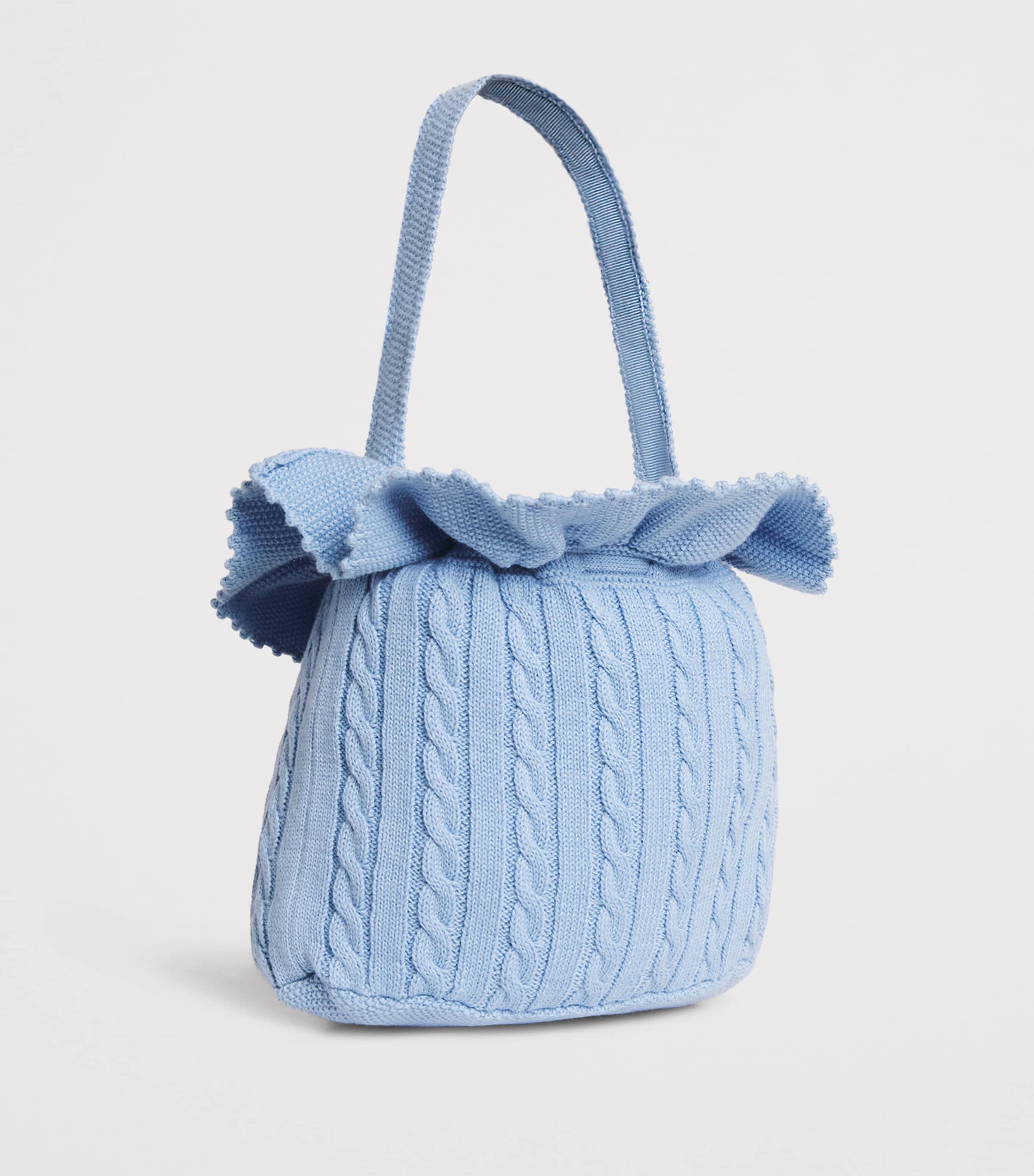 Ralph Lauren Kids Cotton Cable-Knit Top-Handle Bag Blue Image 2