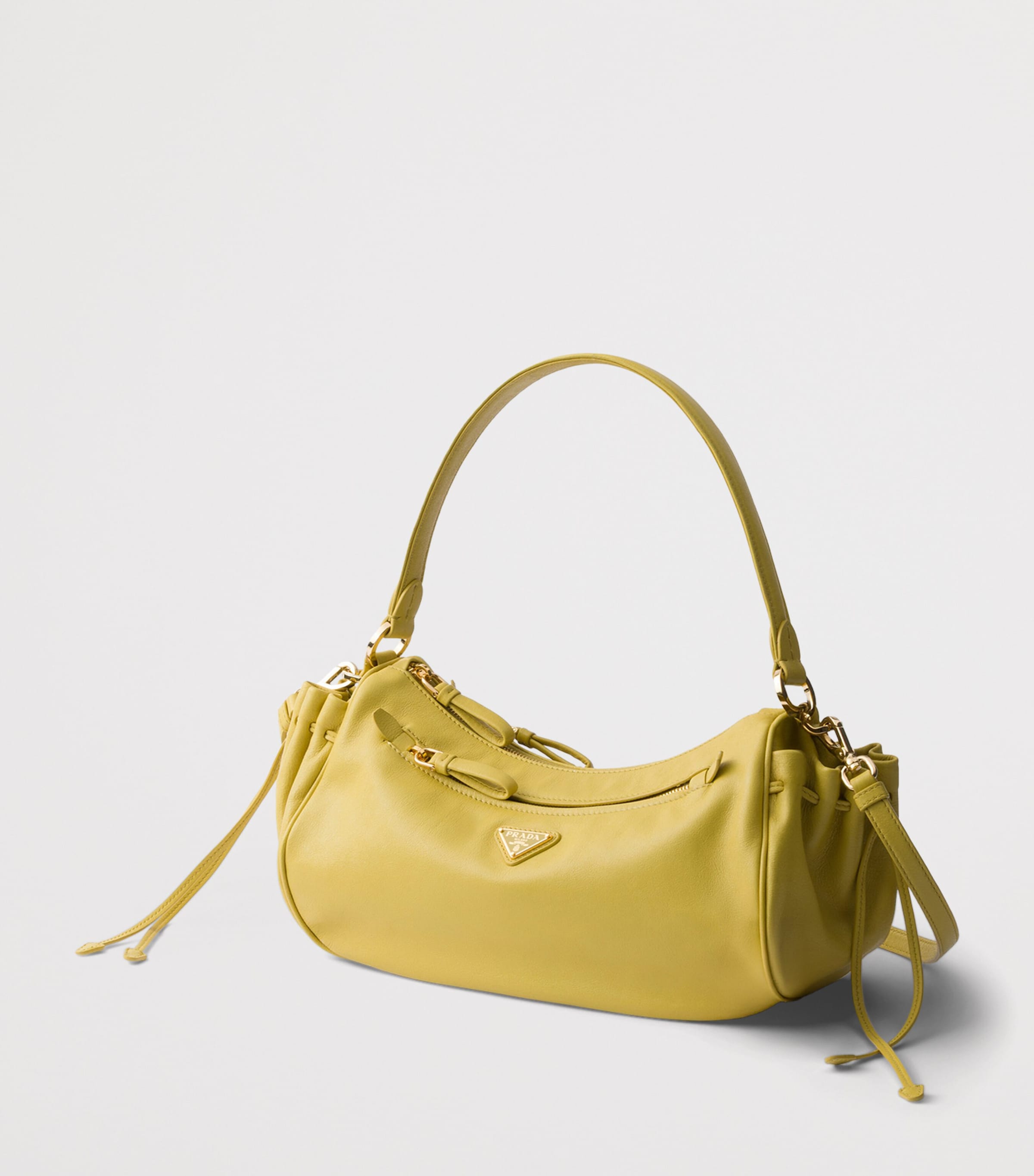 Prada Small Leather Shoulder Bag Yellow Image 3
