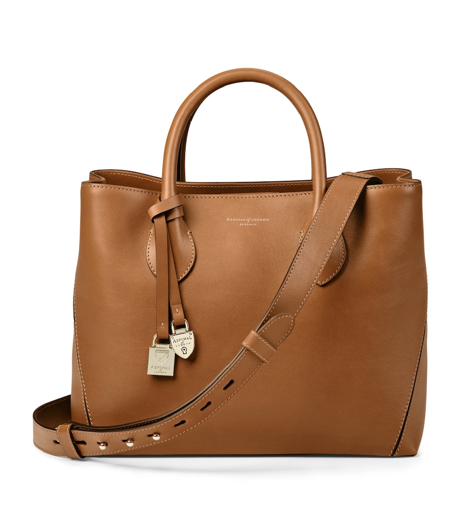 Midi Leather London Tote Bag BROWN Image 7