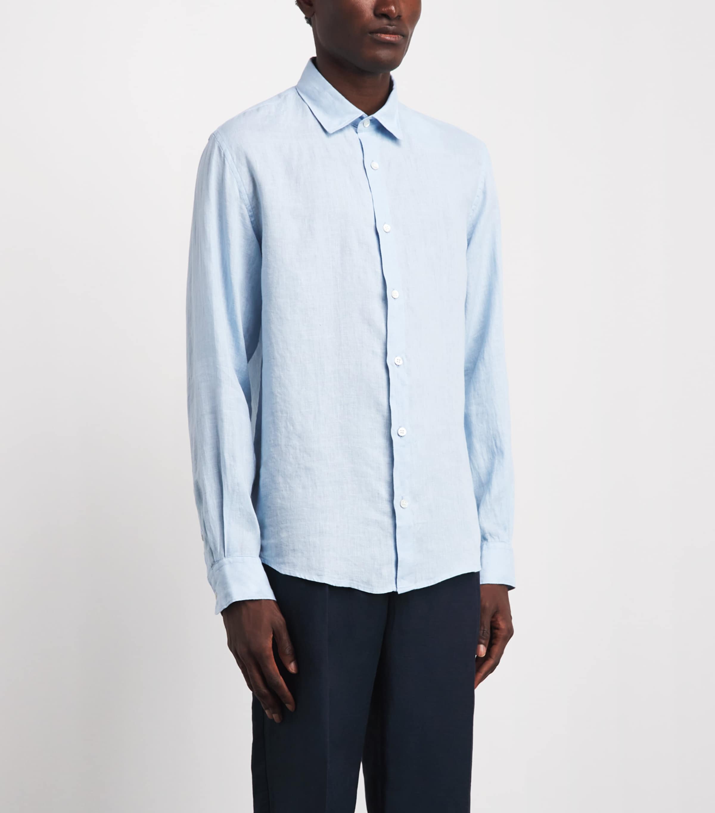 Sunspel Mens Linen Shirt Buwg Light Blue Image 4