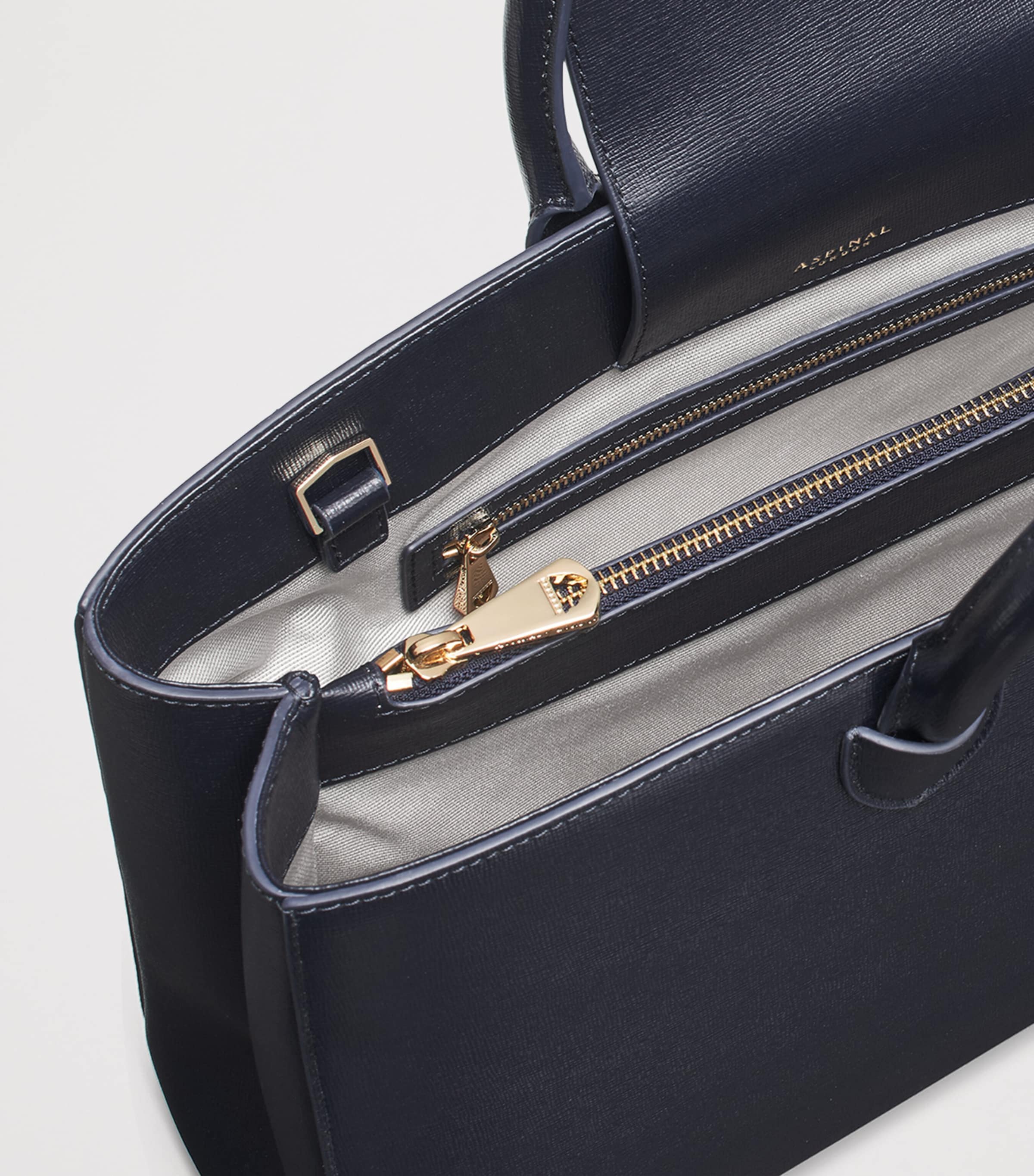 Aspinal Of London Leather Madison Tote Bag Navy Image 6