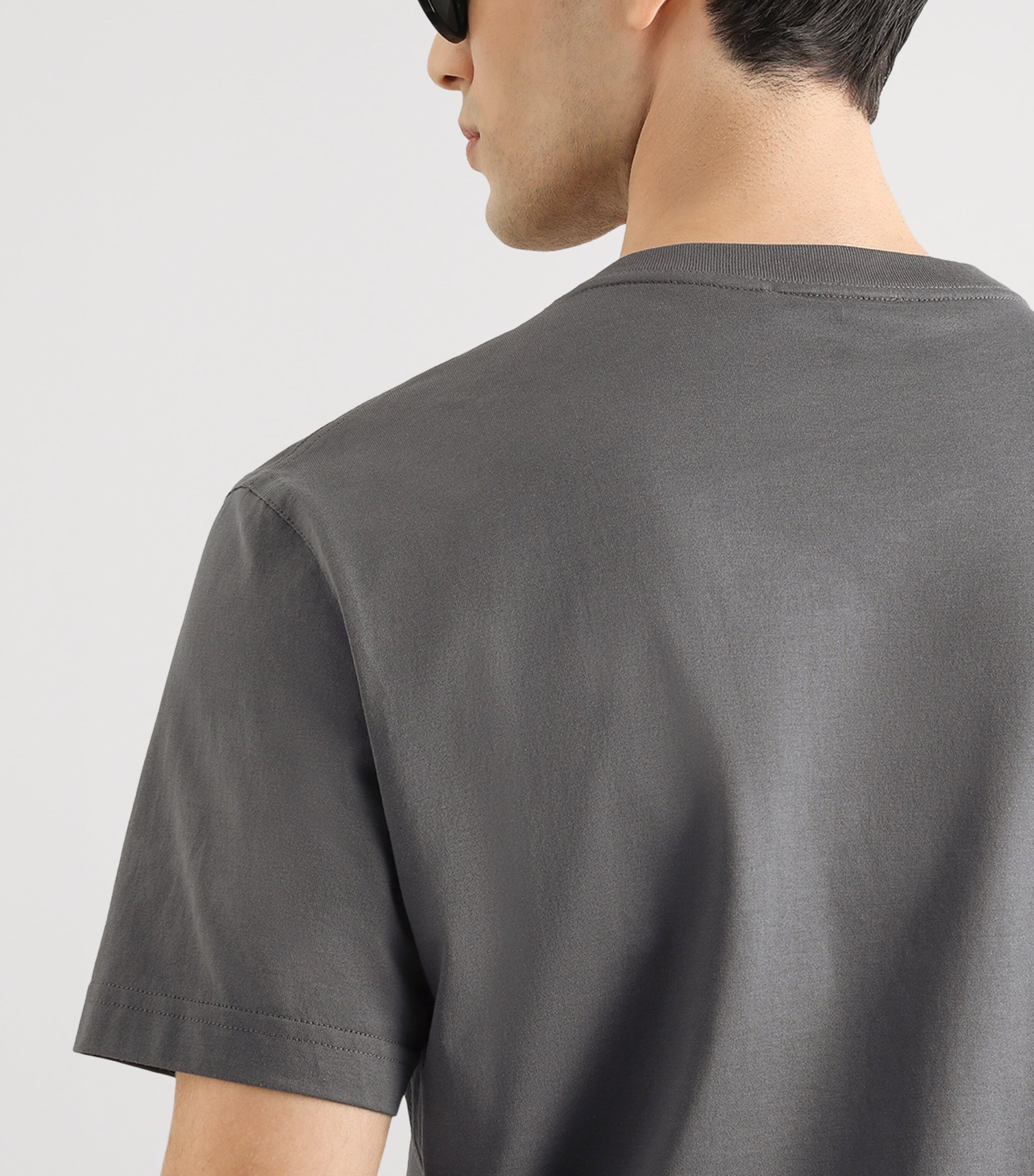 Dolce&Gabbana Mens Cotton Logo Tab T-Shirt Very Dark Grey Image 5