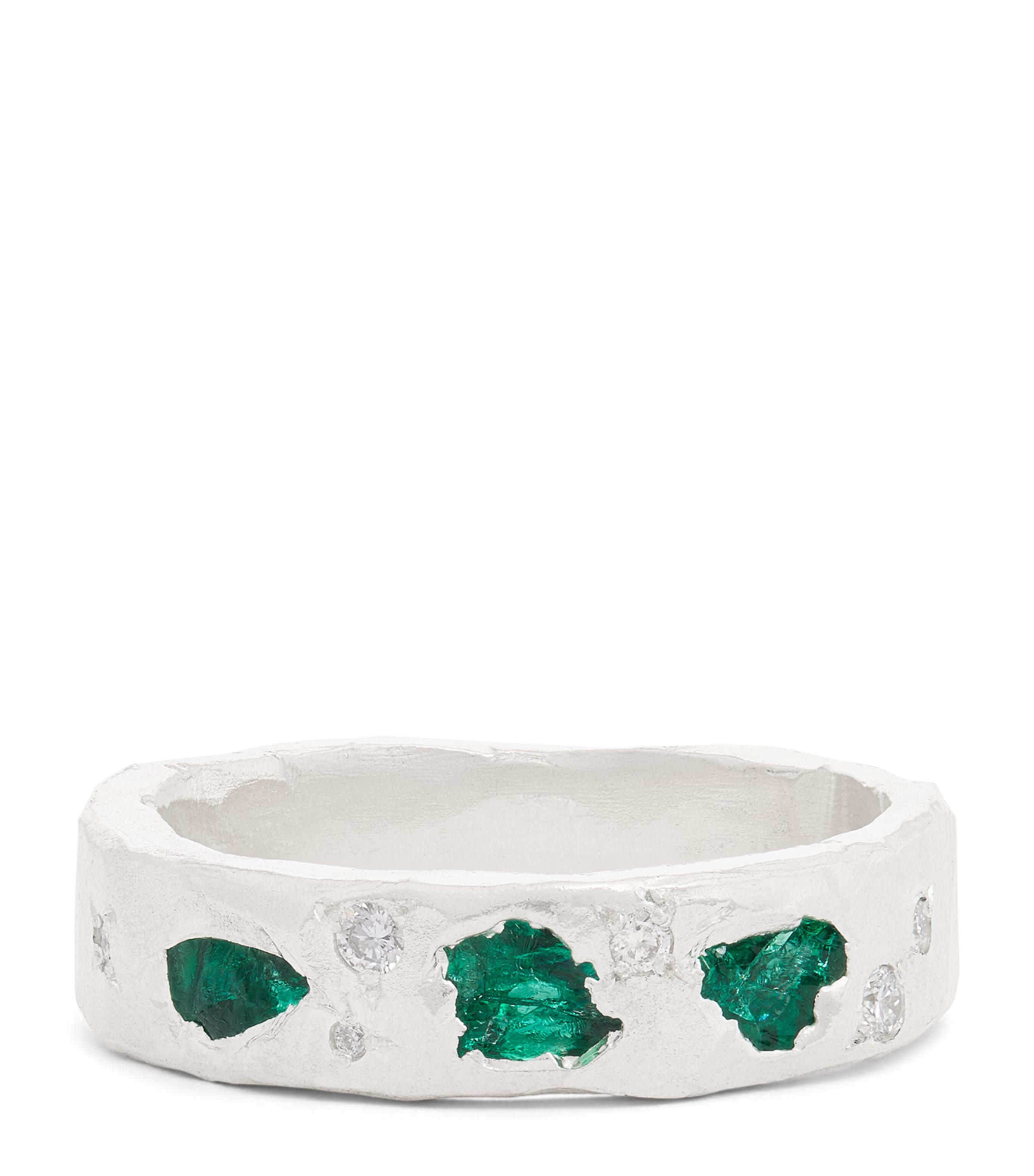 Sterling Silver and Emerald Scatter Ring SILVER Image 1