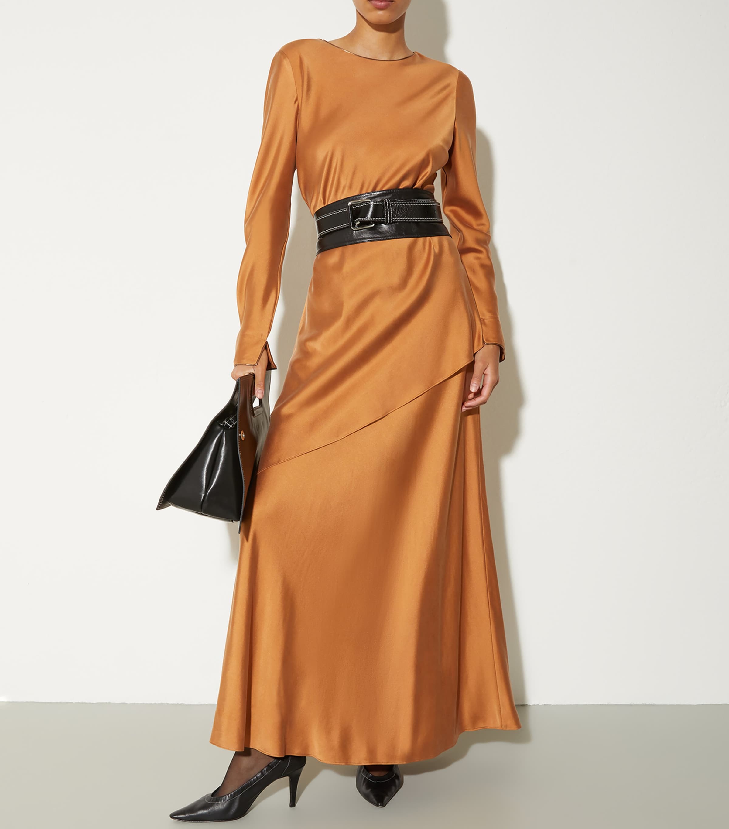 Silk-Blend Maxi Dress AMBER Image 5