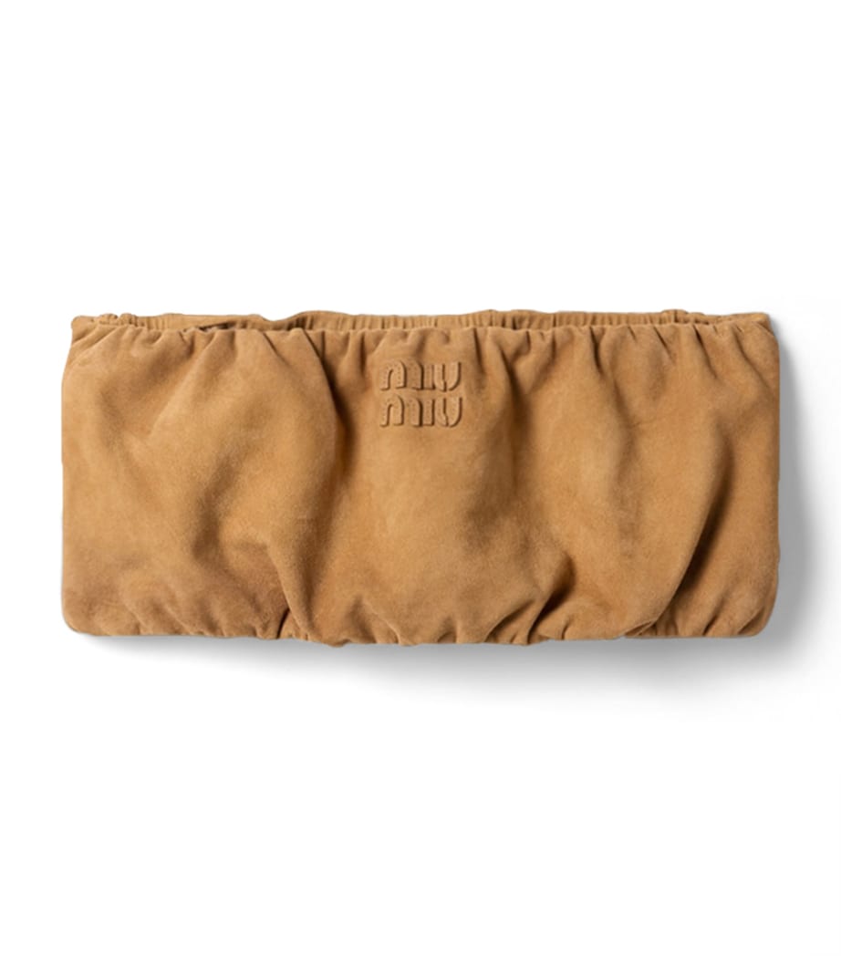 Miu Miu Womens Waxed Suede Bandeau Top Neutral Image 1
