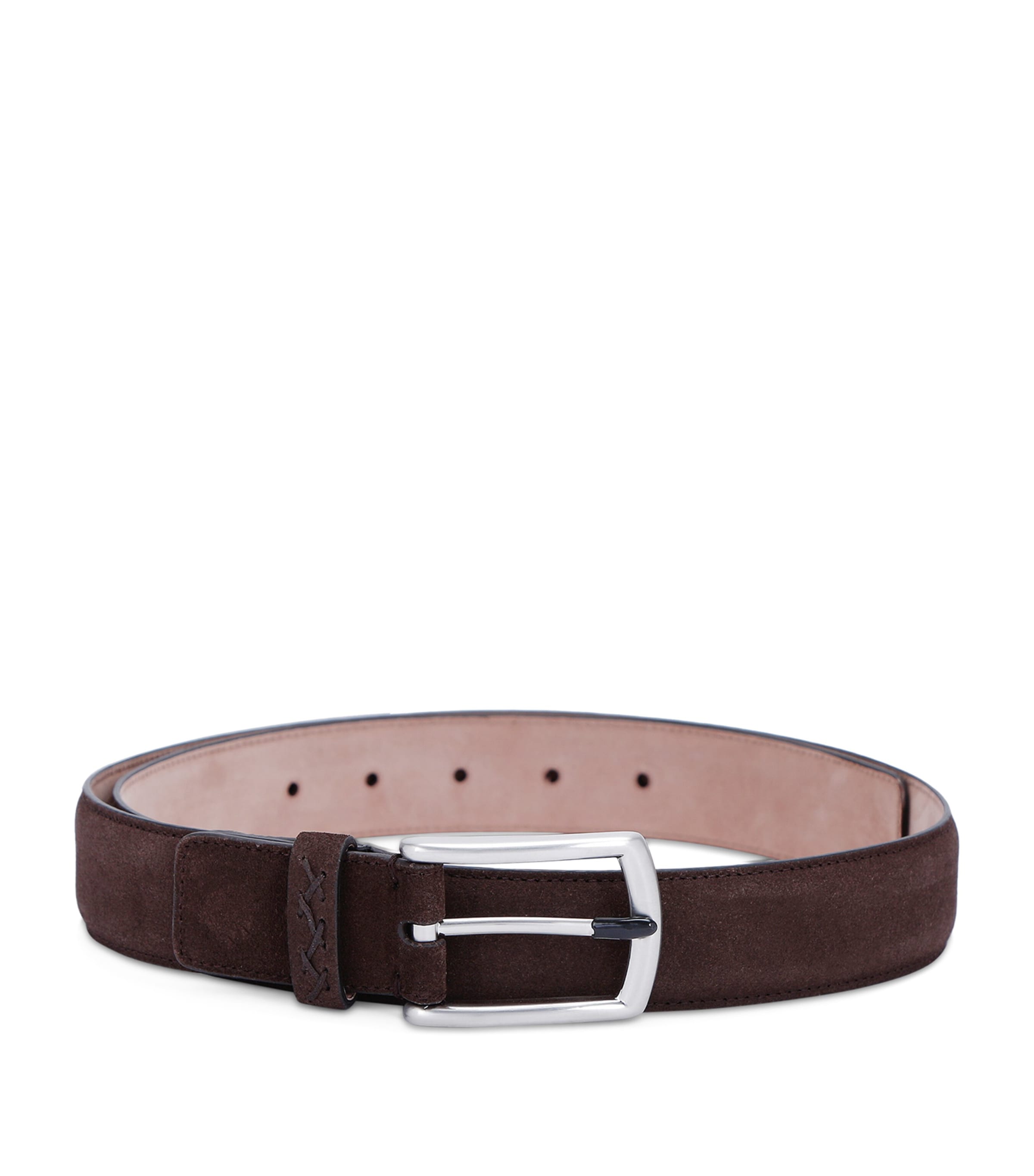 Zegna Suede Triple Stitch Belt Dark Brown Image 1