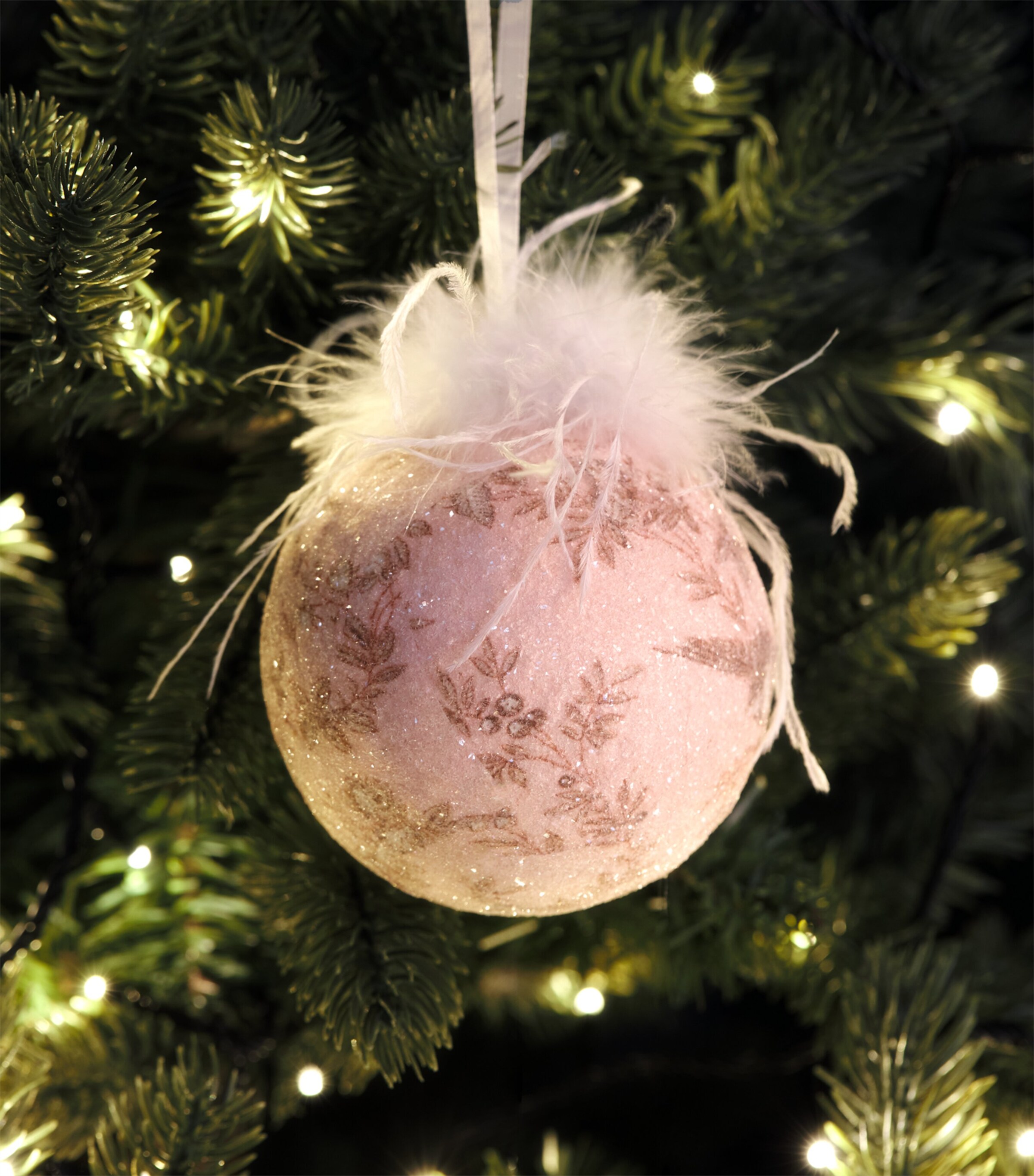 Harrods Glitter Bird Bauble Pink Image 3