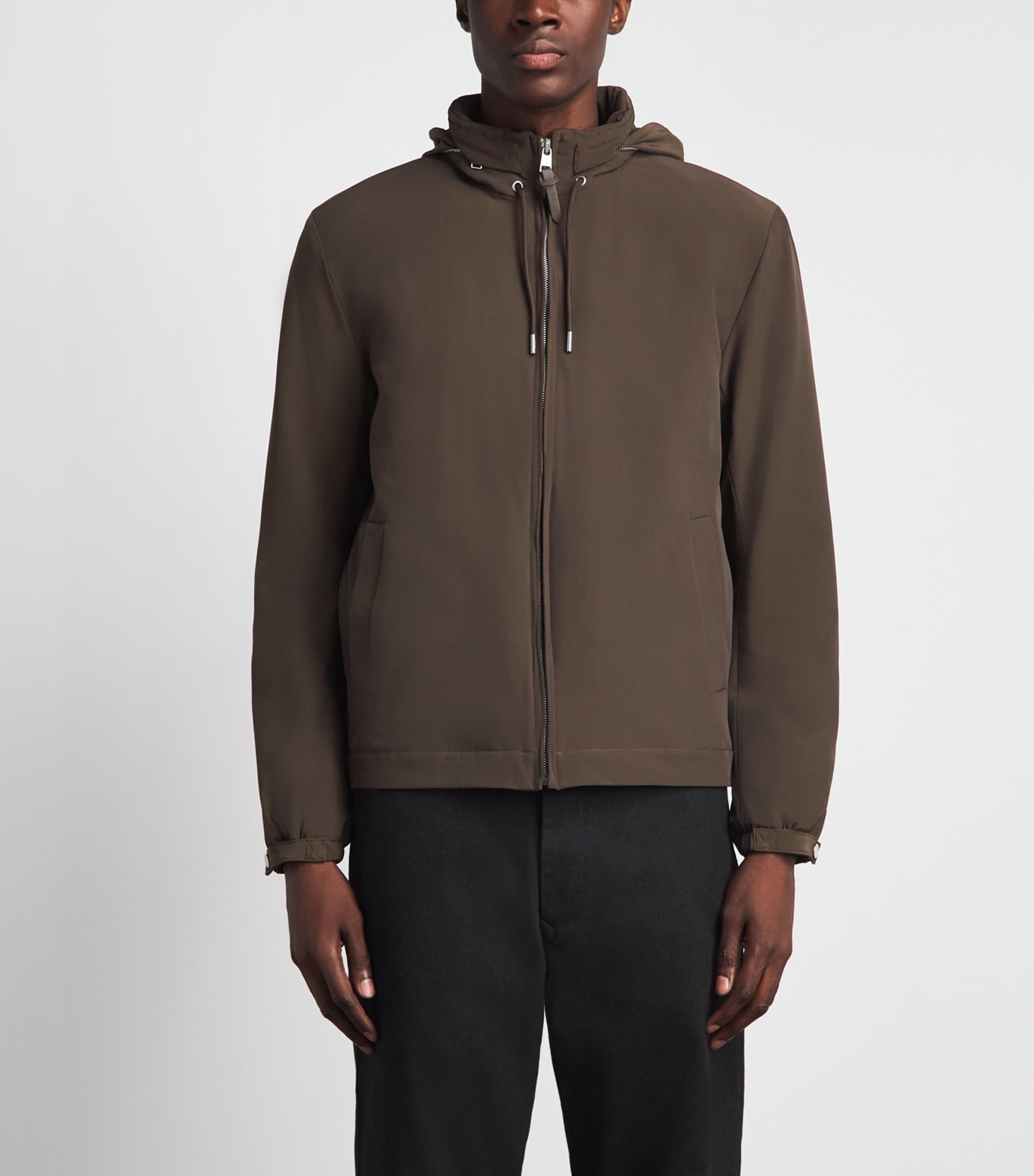 Sandro Paris Mens Padded Hooded Jacket Taupe / Kaki Image 4