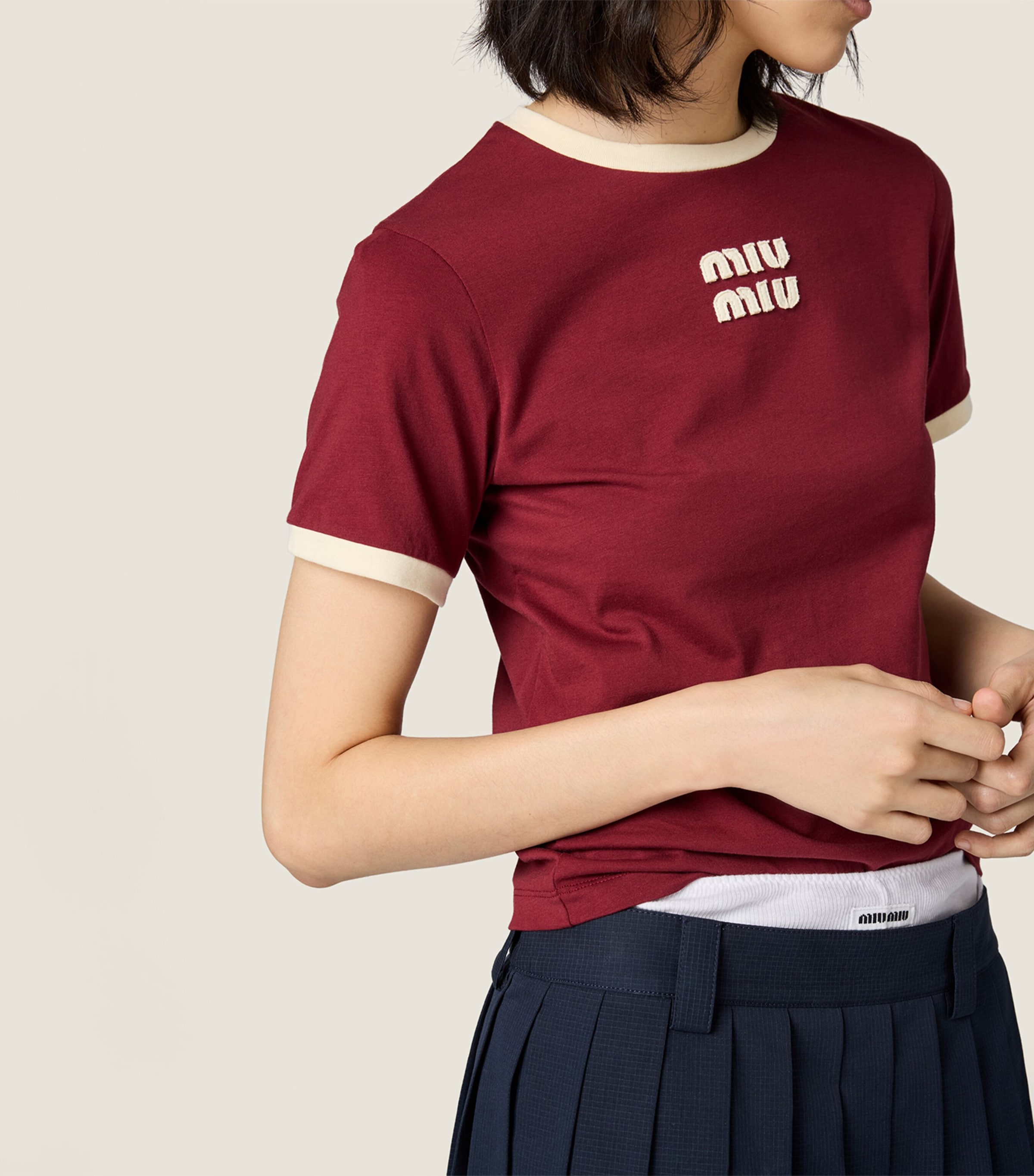 Miu Miu Womens Cotton Logo T-Shirt Image 5