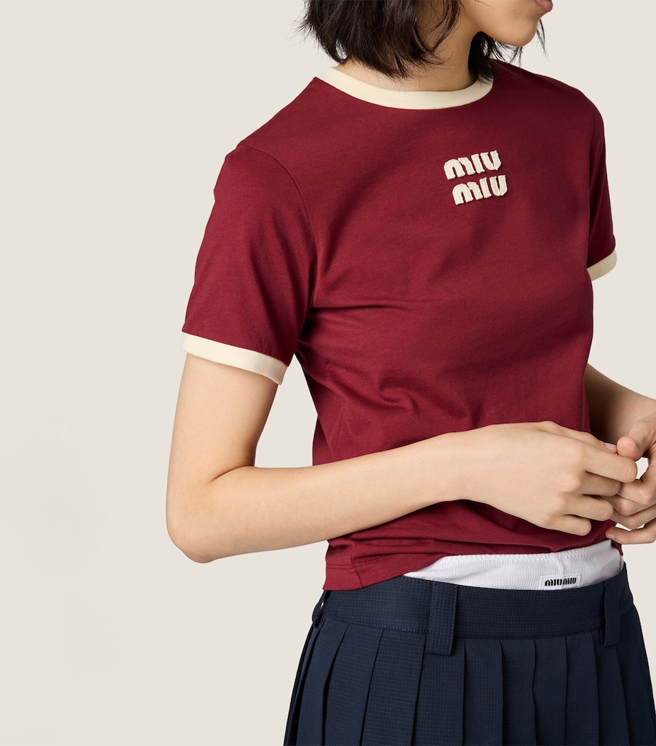 Miu Miu Womens Cotton Logo T-Shirt Image 5