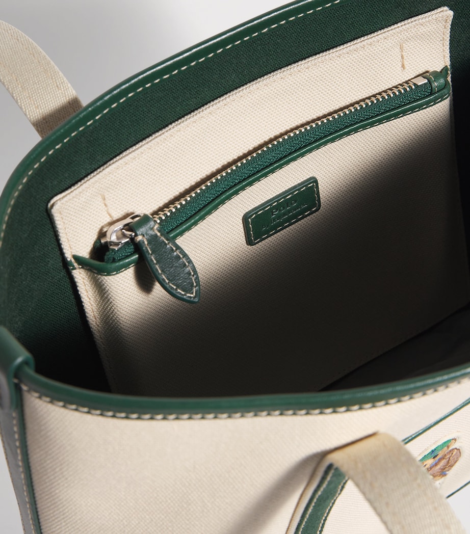 Medium Canvas Polo Bear Tote Bag ECRU/NORTHWEST PINE Image 4