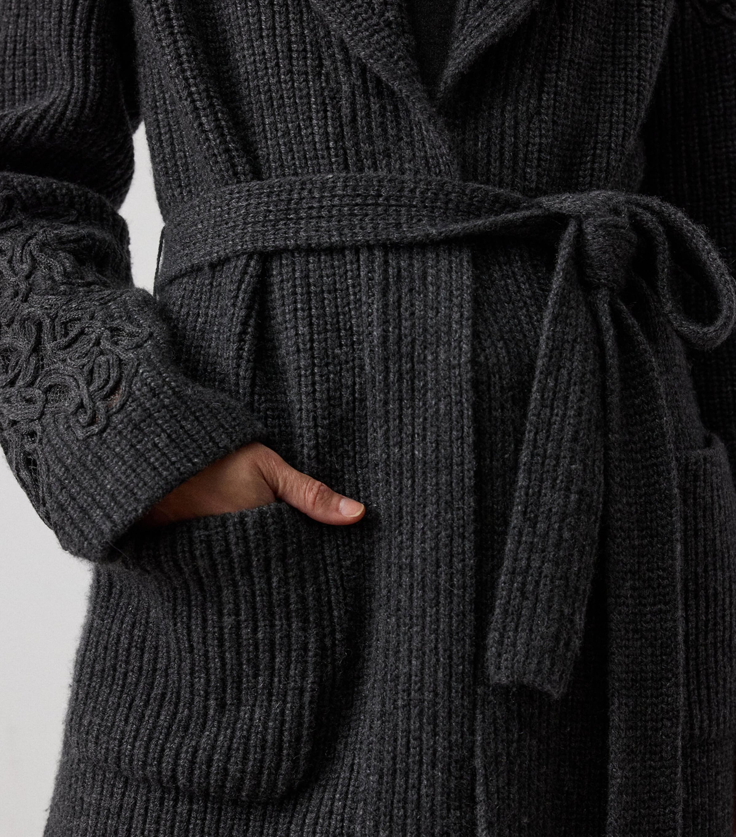 Cashmere Embroidered Cardigan MEDIUM GREY MELANGE Image 4