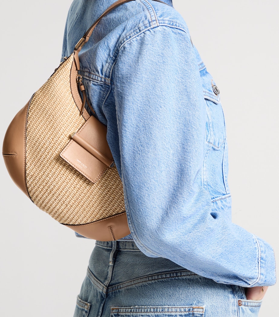Jimmy Choo Small Raffia Bar Shoulder Bag Natural/toffee/shiny Image 2