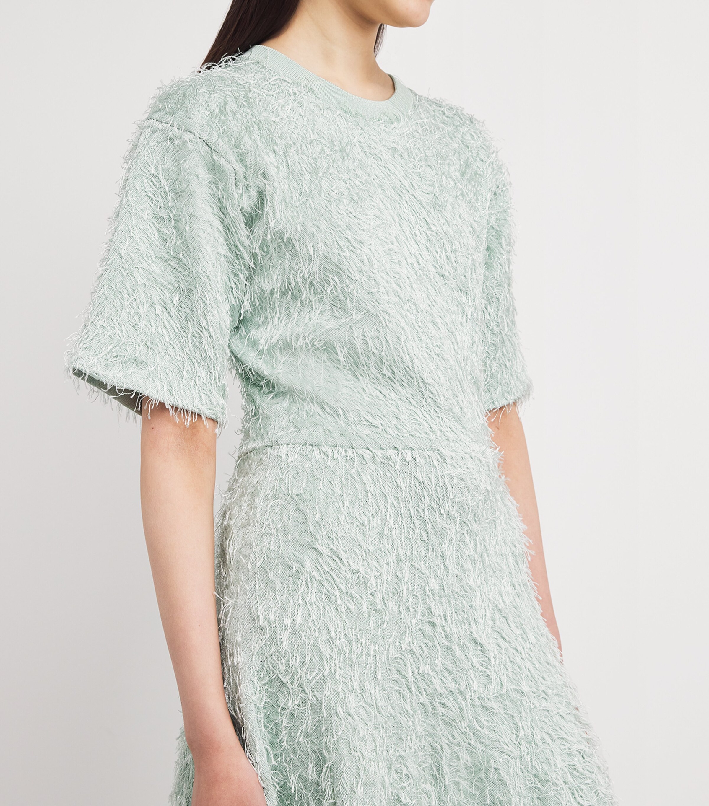 Fabiana Filippi Womens Feathered-Knit Sequin Midi Dress Verde Acqua Image 3