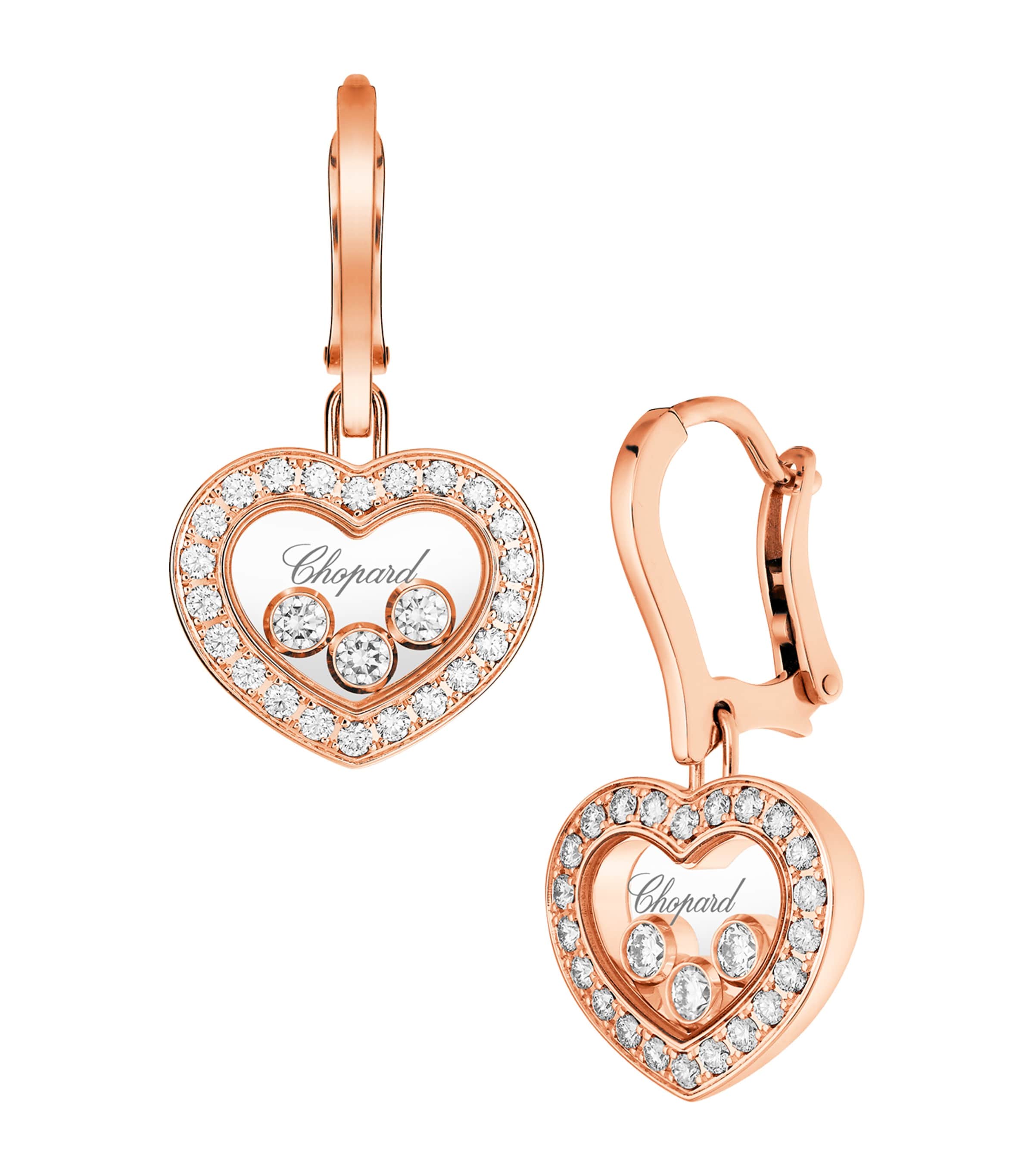 Rose Gold and Diamond Happy Diamonds Earrings 18K ROSE GOLD Image 2