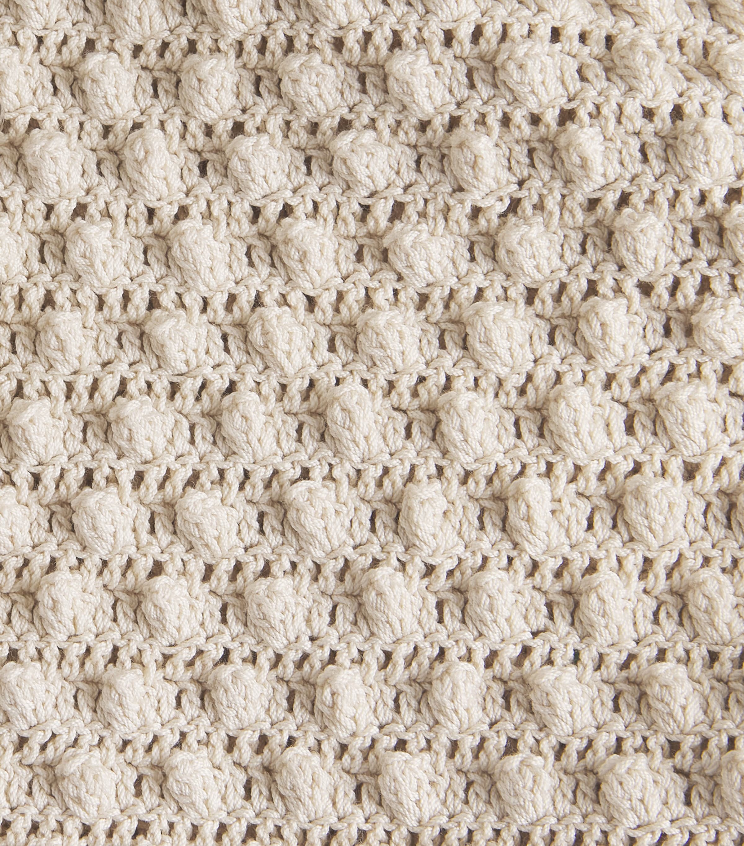 Rabanne Womens Cotton Crochet Tie-Detail Cardigan Ecru Fluffy Image 6