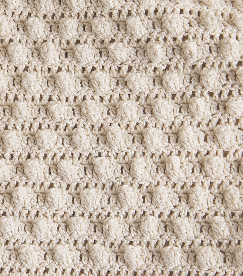 Rabanne Womens Cotton Crochet Tie-Detail Cardigan Ecru Fluffy Image 6