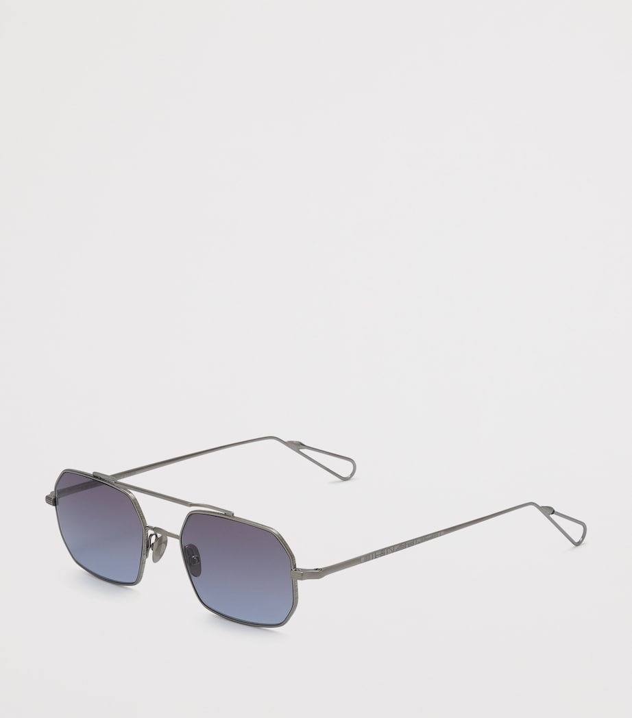 Ahlem Clovis Ruthenium Rectangle Sunglasses Ruthenium/ Blu Grad Image 2