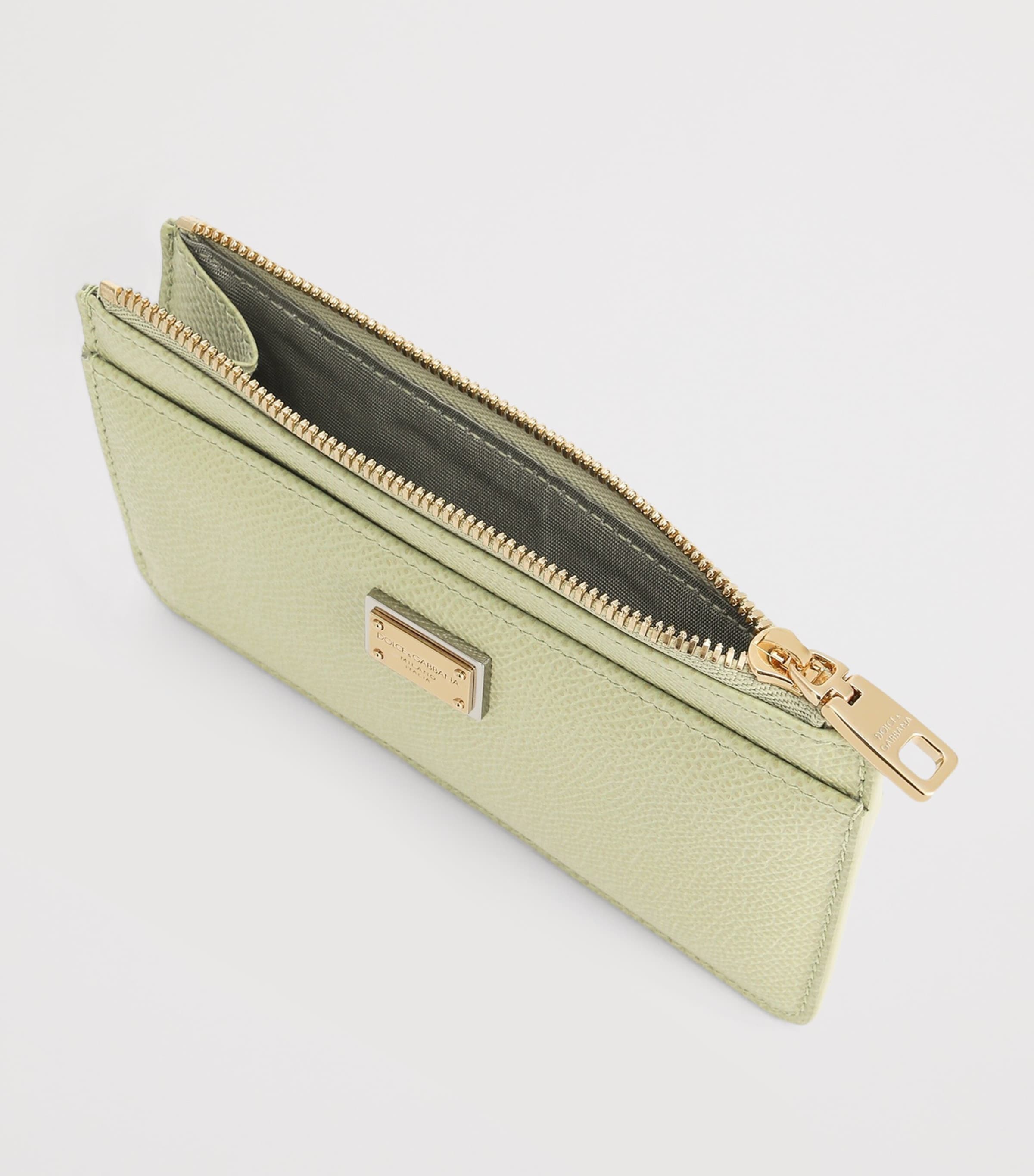 Dolce&Gabbana Calfskin Logo Plaque Card Holder Sage Gree Image 4