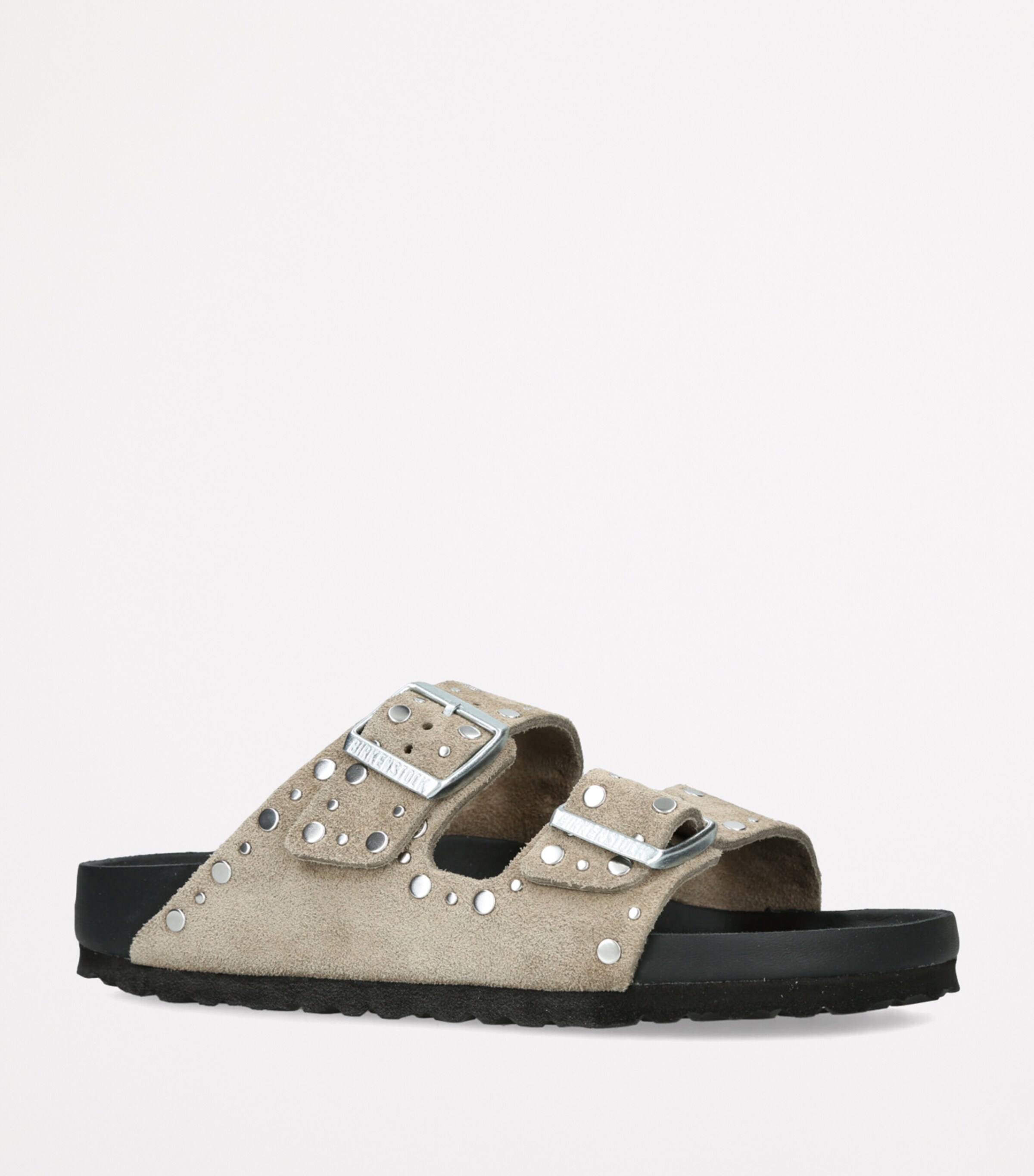 Birkenstock Suede Arizona Rivet-Detail Sandals Taupe Comb Image 3