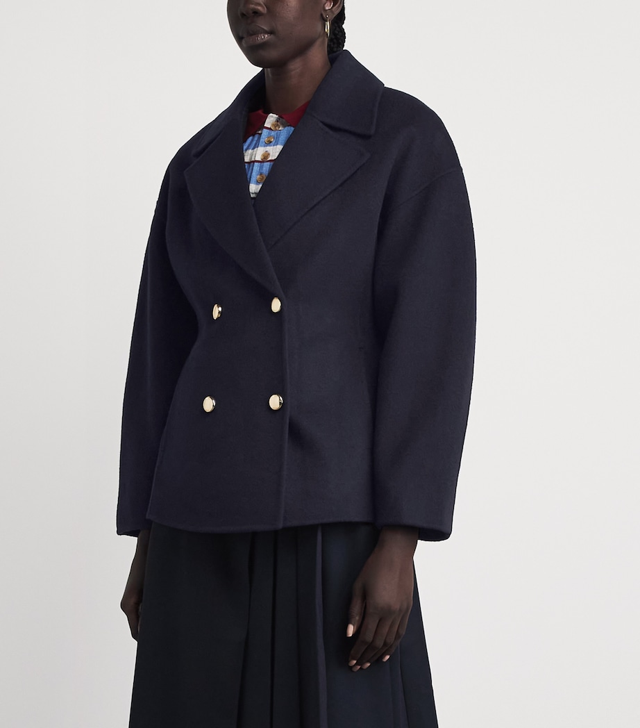 Maje Womens Wool Pea Coat Navy Image 4
