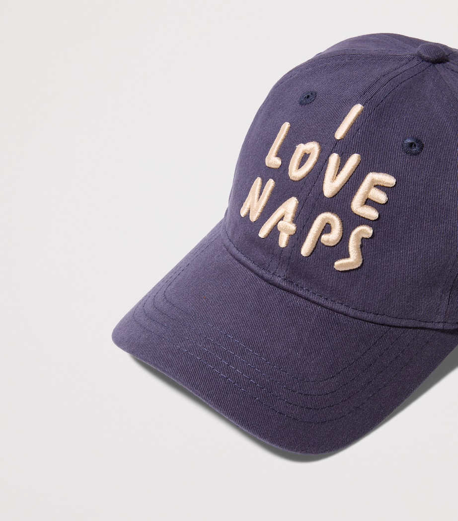 Cotton Slogan Baseball Cap NAVY Image 4